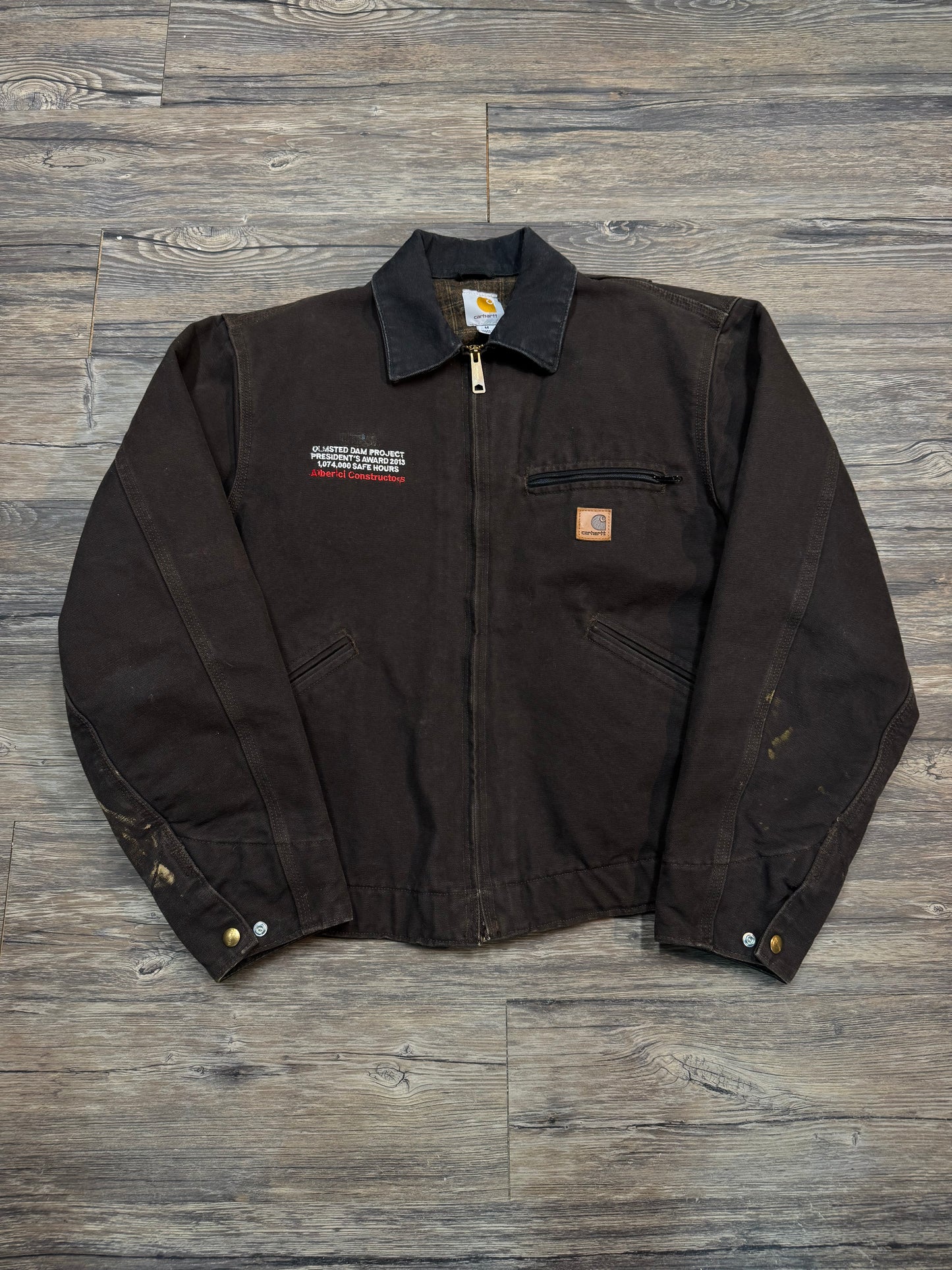 BROWN CARHARTT BLANKET LINED DETROIT JACKET (M)