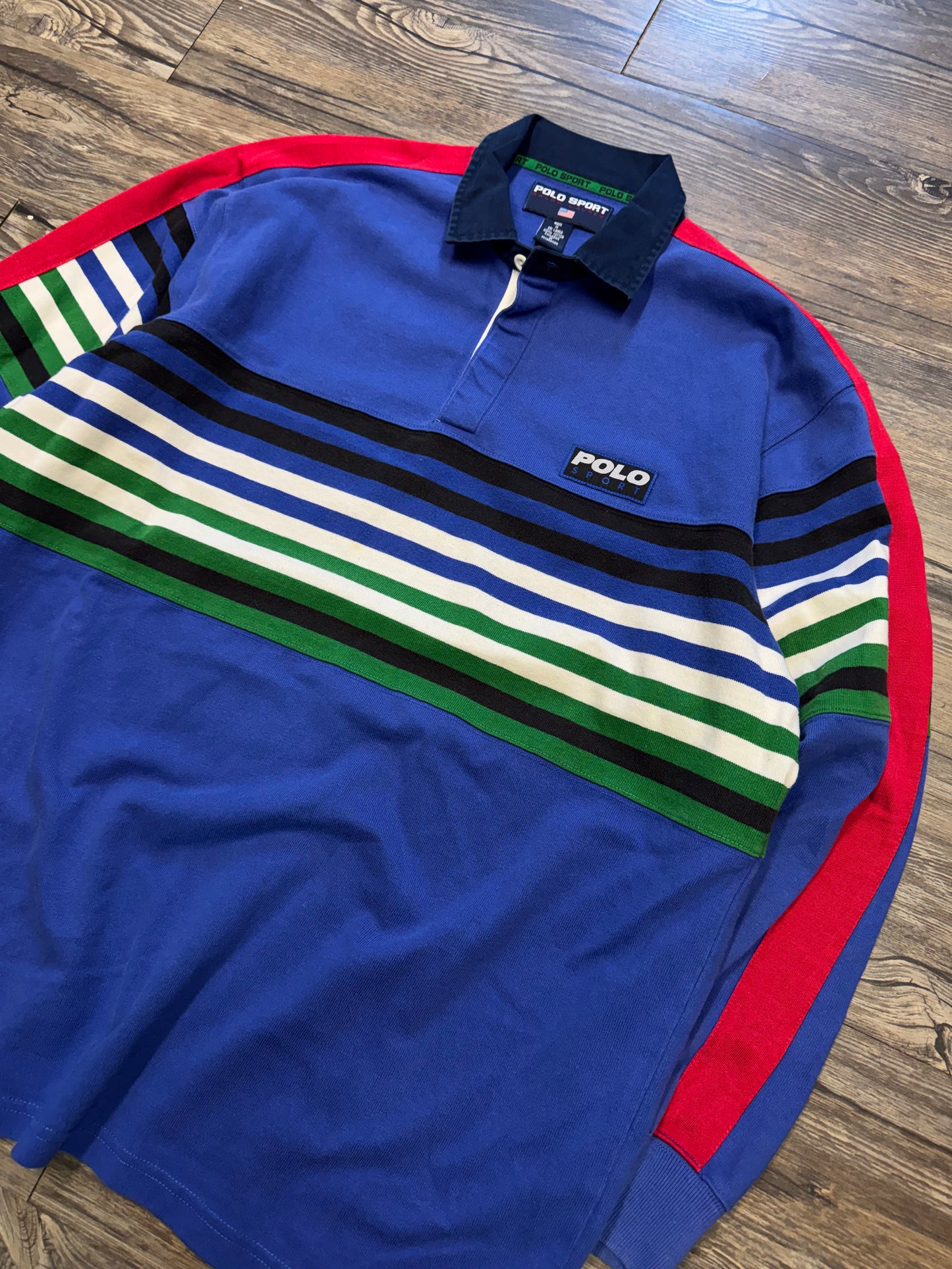 RALPH LAUREN POLO SPORT STRIPED 90s RUGBY SHIRT (L)