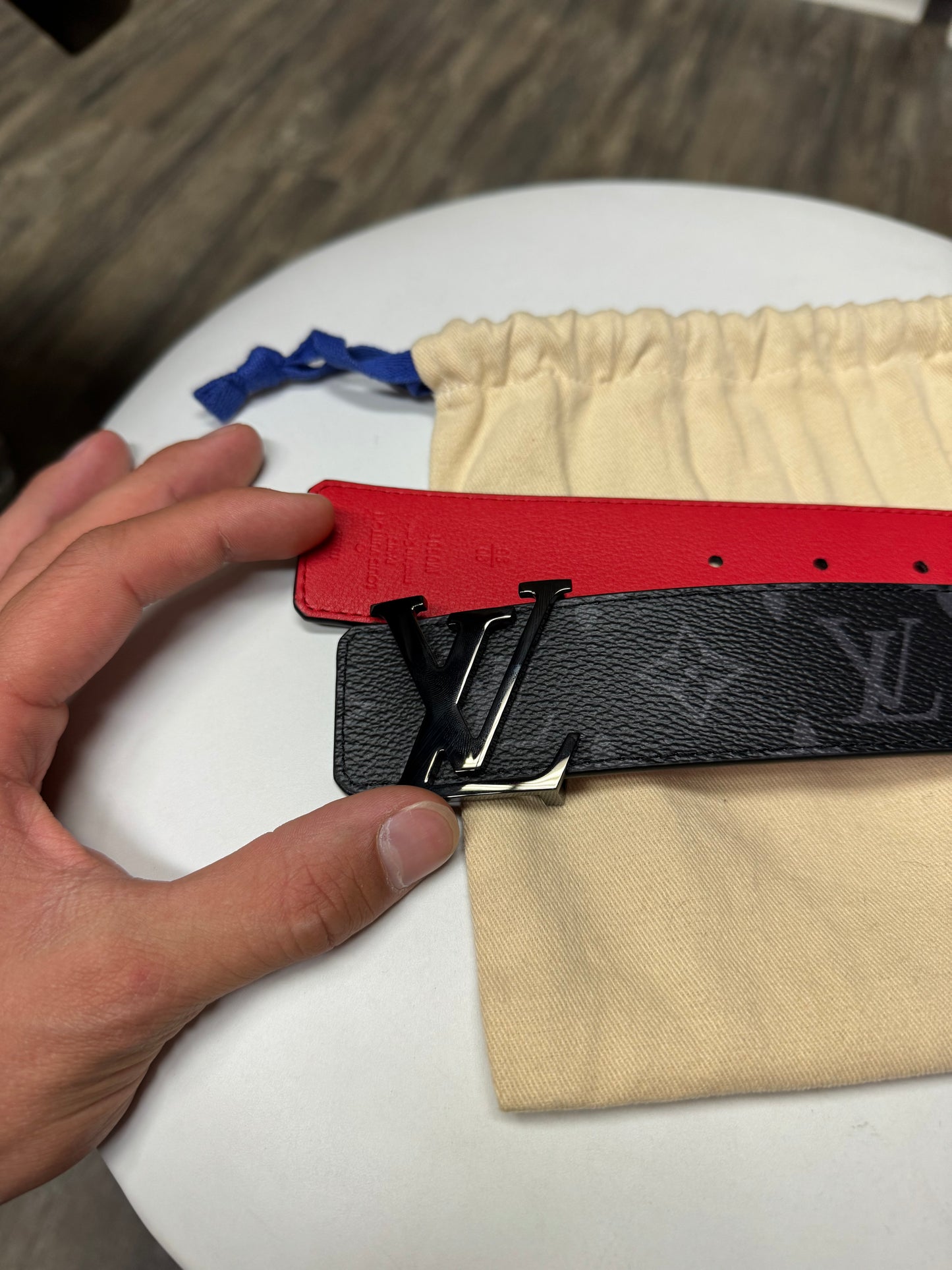 LOUIS VUITTON BLACK MONOGRAM BELT (30-36)