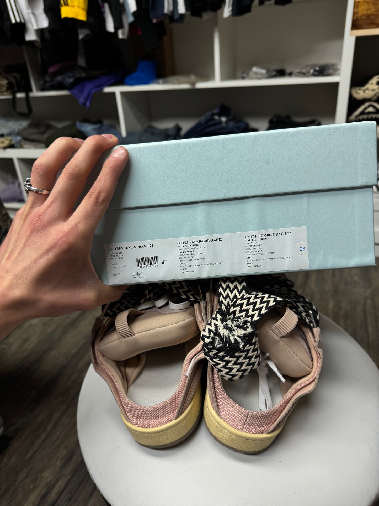 LANVIN LIGHT PINK CURB MULES (11)