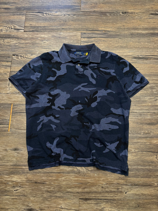 POLO RALPH LAUREN DARK BLUE CAMOFLAUGE POLO (L)