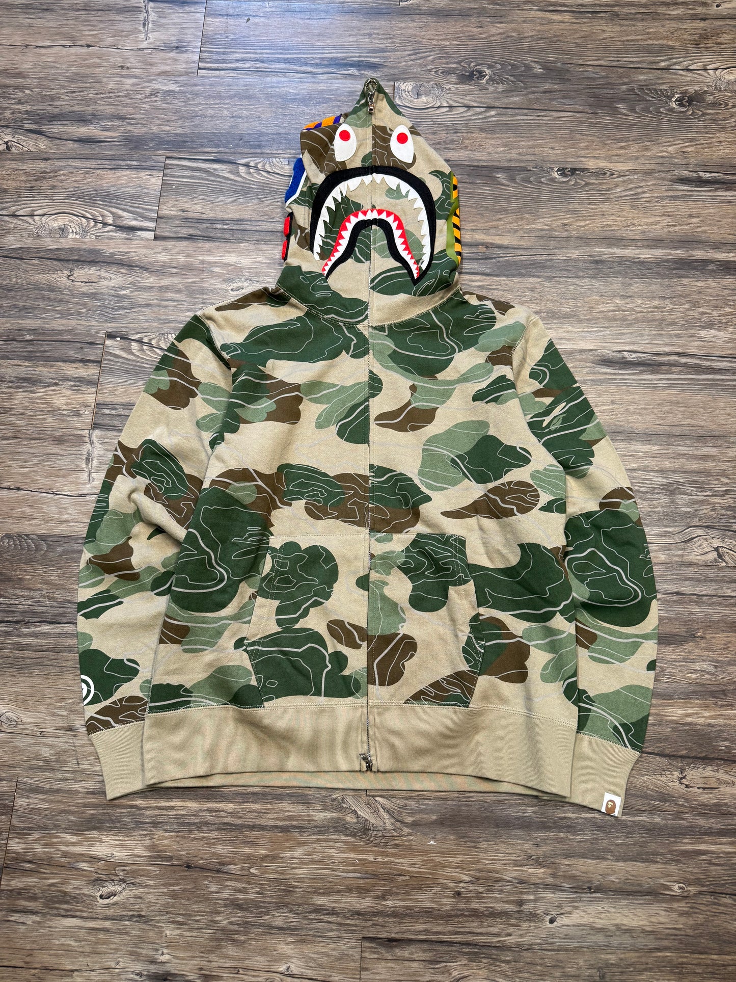 A BATHING APE LAYERED LINE 3M SHARK ZIP (L)