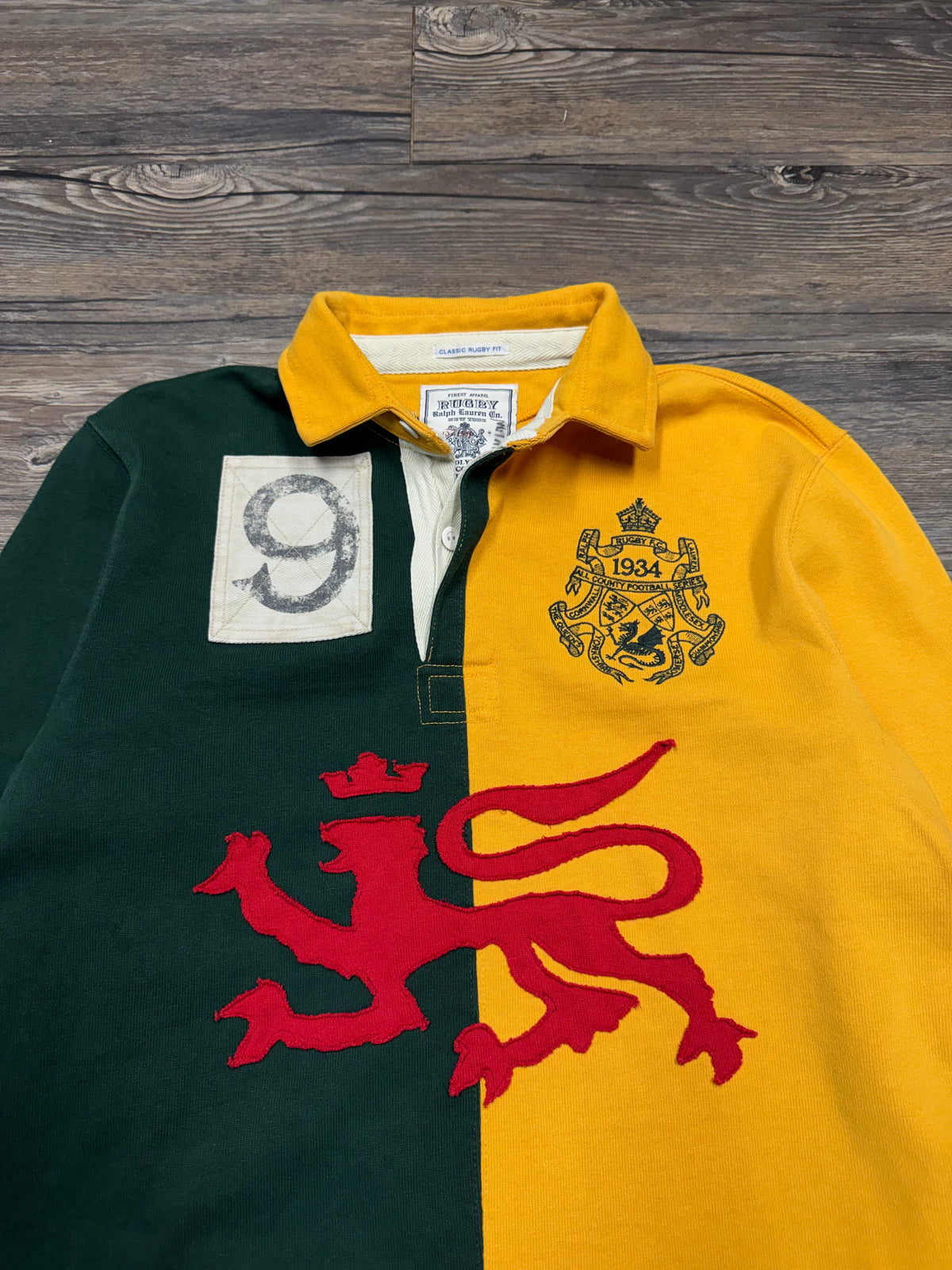 POLO RALPH LAUREN RUGBY LINE LION COLORBLOCK CREST LONGSLEEVE (M)