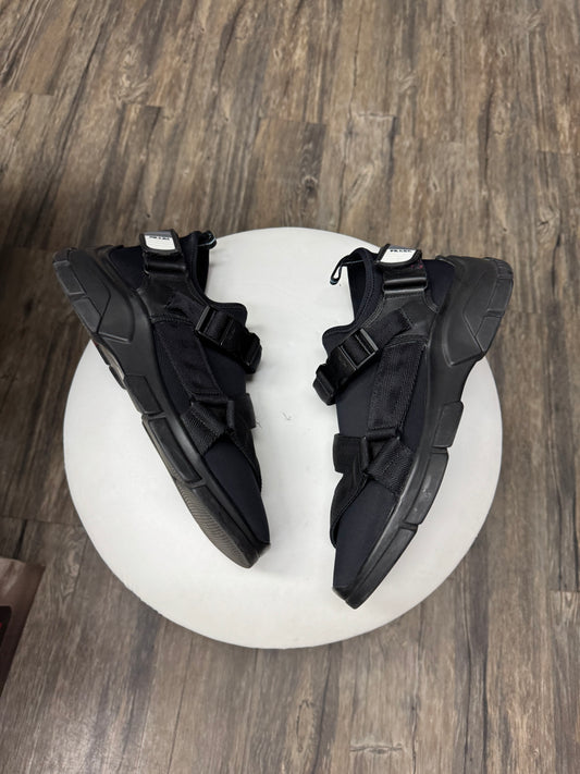 PRADA NEOPRENE BUCKLED WEDGE SNEAKERS (9.5)
