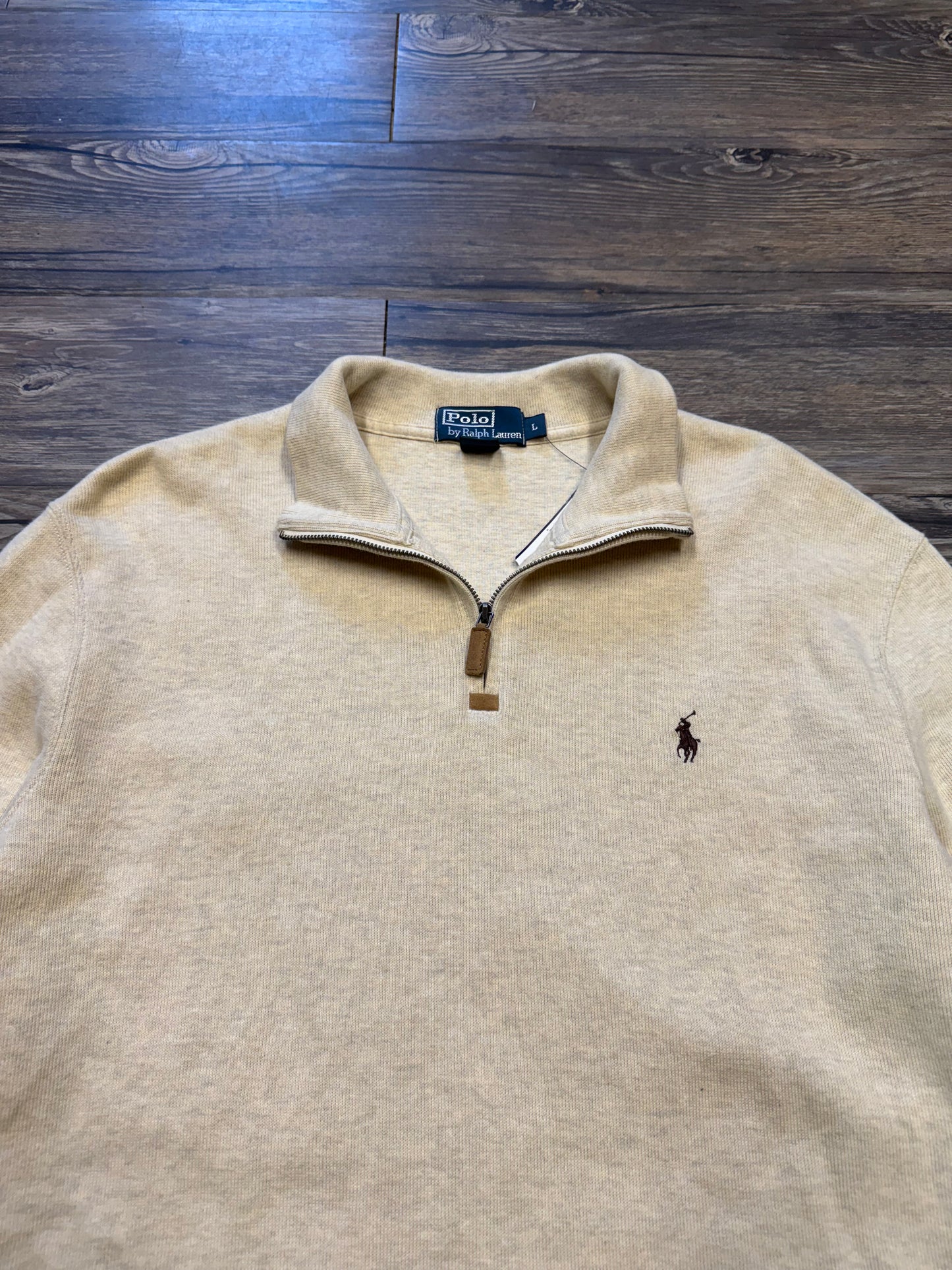 POLO RALPH LAUREN BEIGE QUARTER ZIP SWEATER (L)