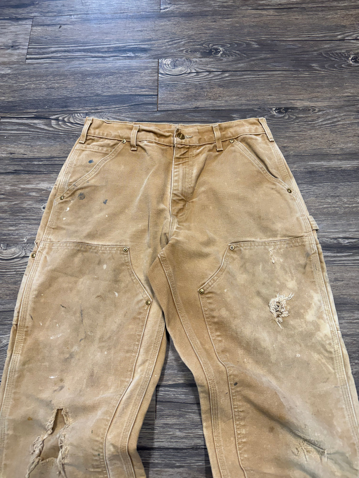 CARHARTT DISTRESSED DOUBLE KNEE CARPENTER PANTS (30)