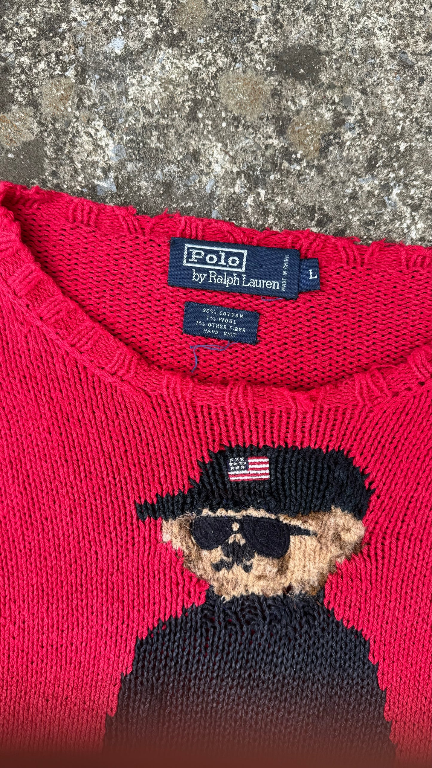 POLO RALPH LAUREN POLO BEAR KNIT SWEATER (L)