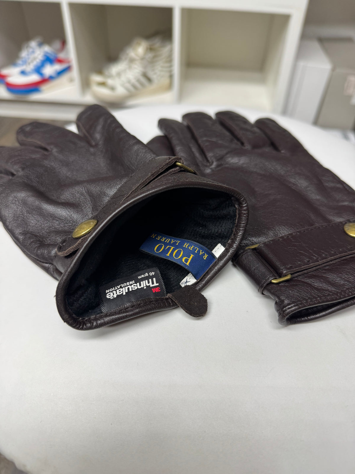 POLO RALPH LAUREN LAMBSKIN MENS LEATHER GLOVES (OS)