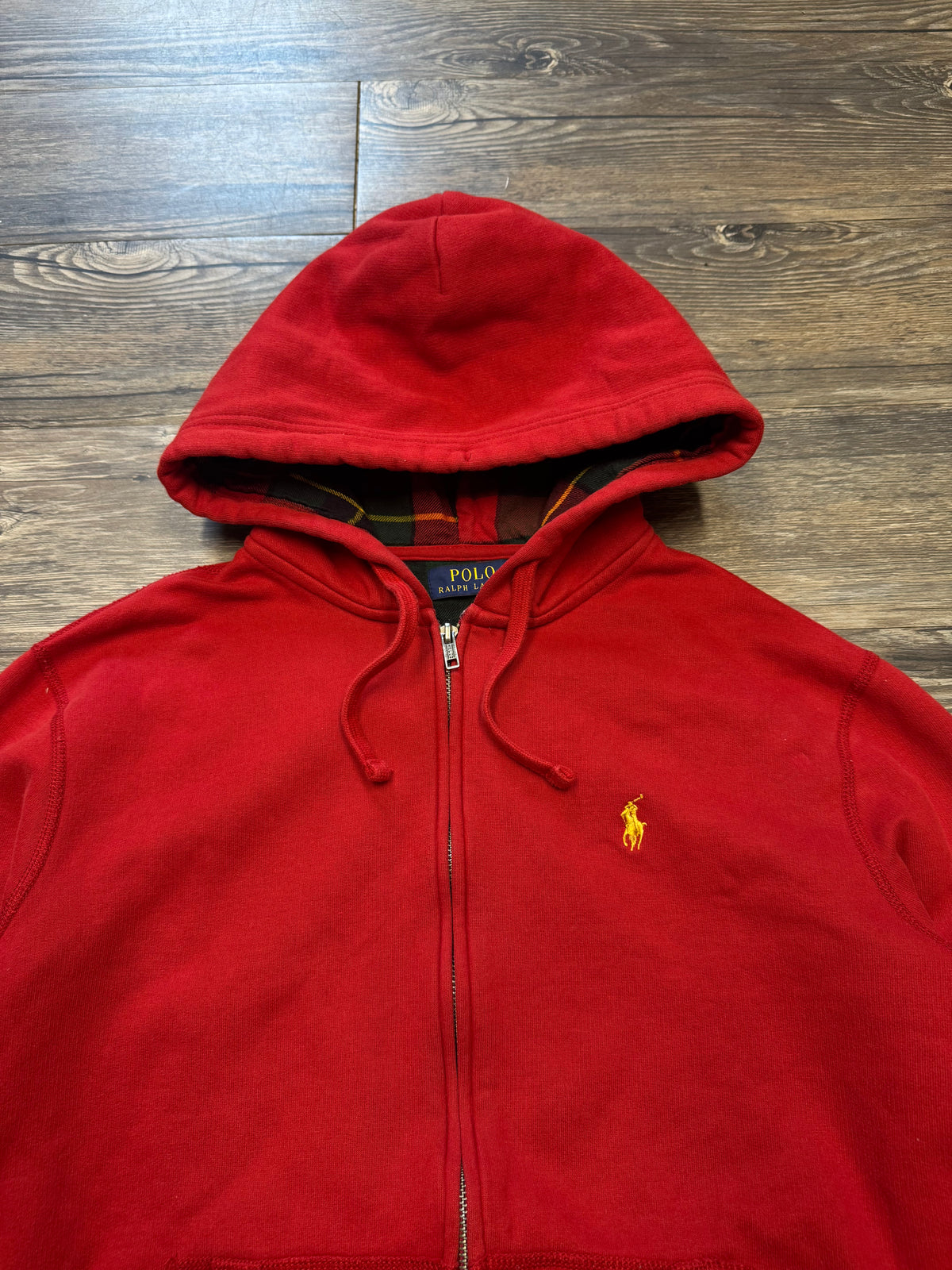 POLO RALPH LAUREN TARTAN HOOD FULL-ZIP HOODIE (M)