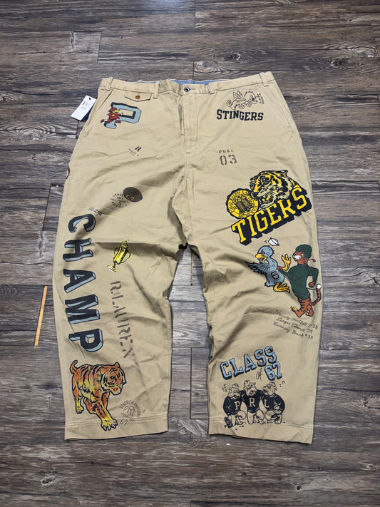 POLO RALPH LAUREN BAGGY FIT GRAPHIC STENCIL CHINO PANTS (42)