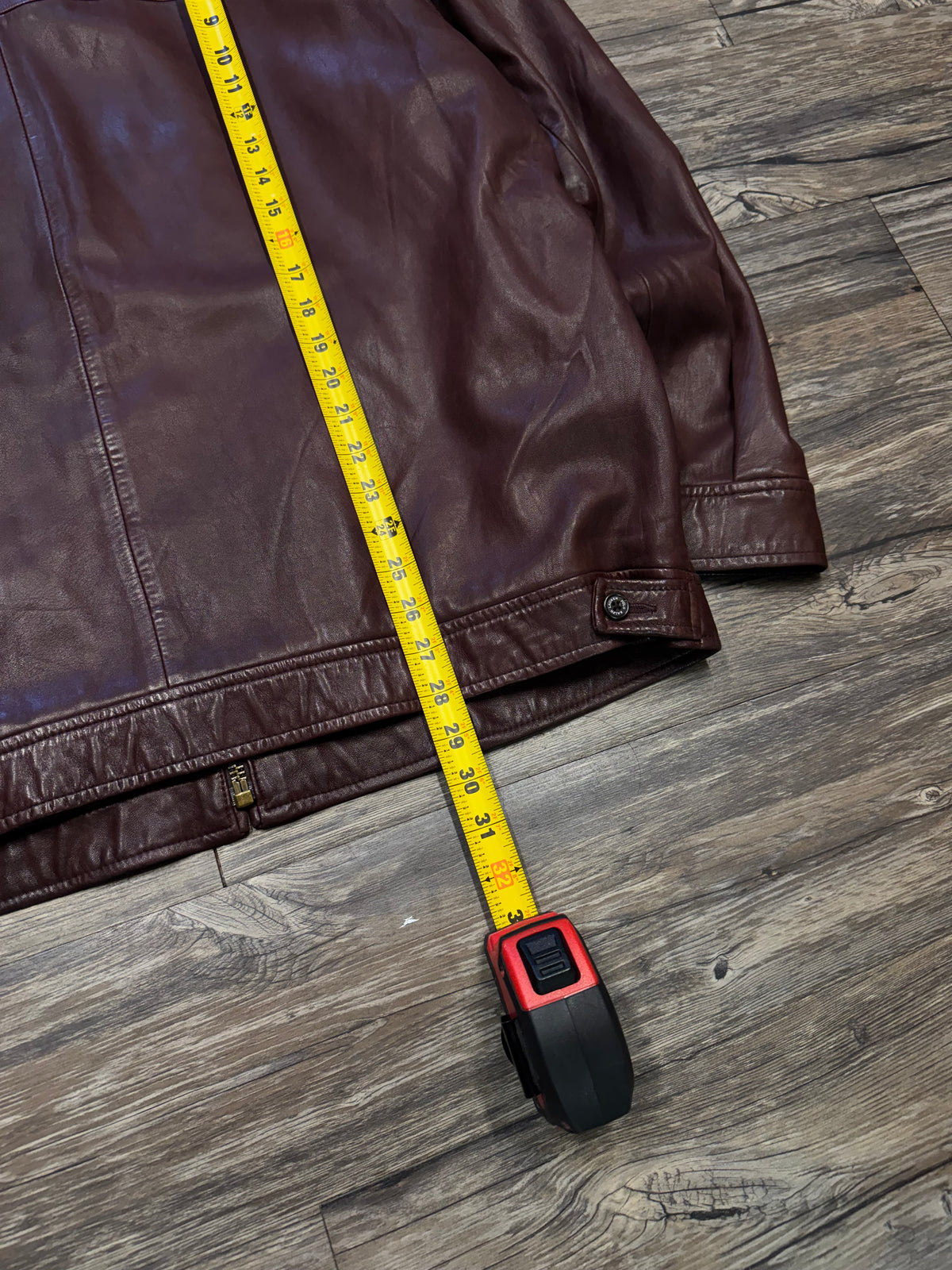 POLO RALPH LAUREN VINTAGE MAROON LEATHER JACKET (XL)