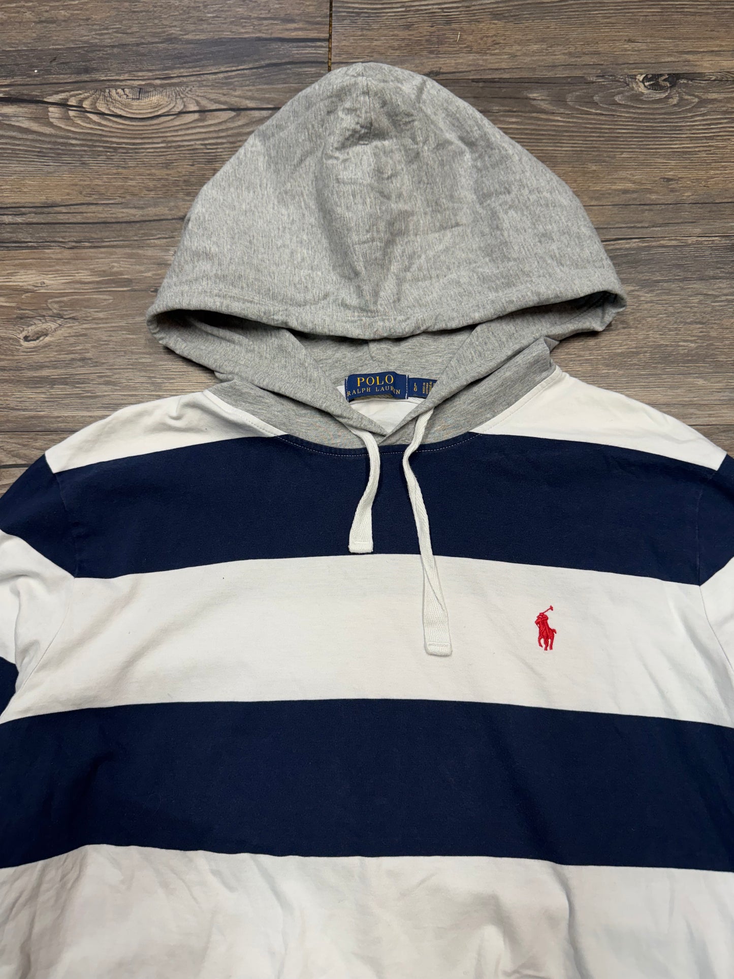 POLO RALPH LAUREN STRIPED HOODED LS (L)