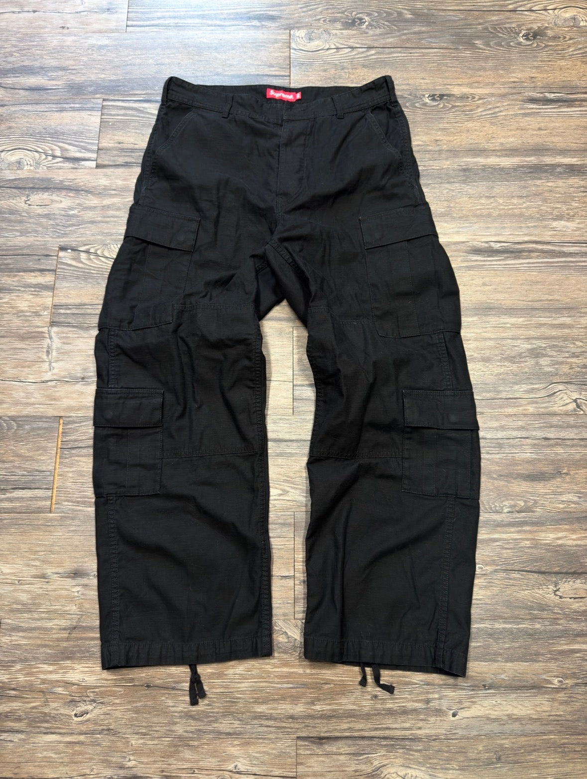 SUPREME X MFG BLACK TACTICAL CARGO PANTS (32)