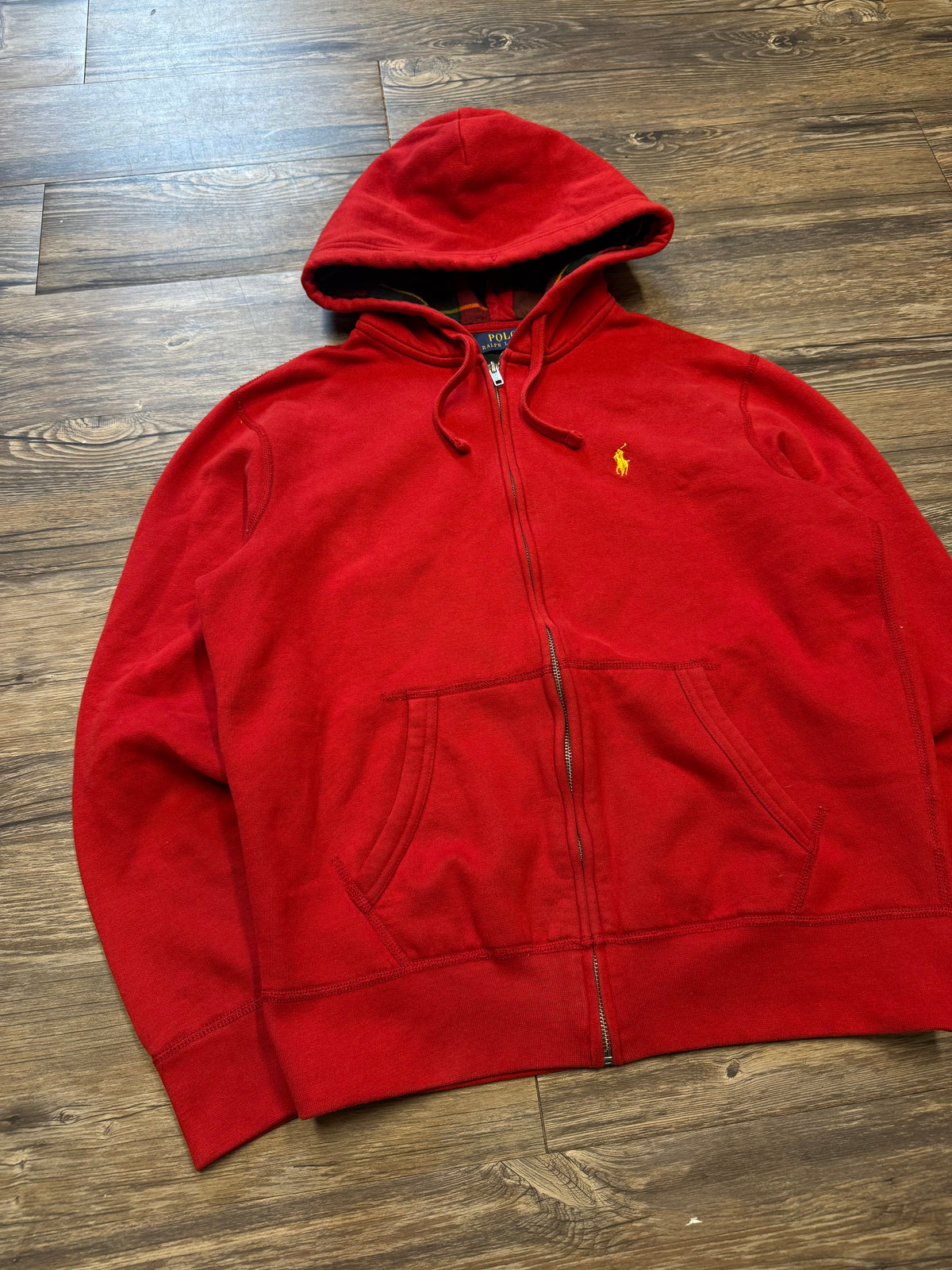 POLO RALPH LAUREN TARTAN HOOD FULL-ZIP HOODIE (M)