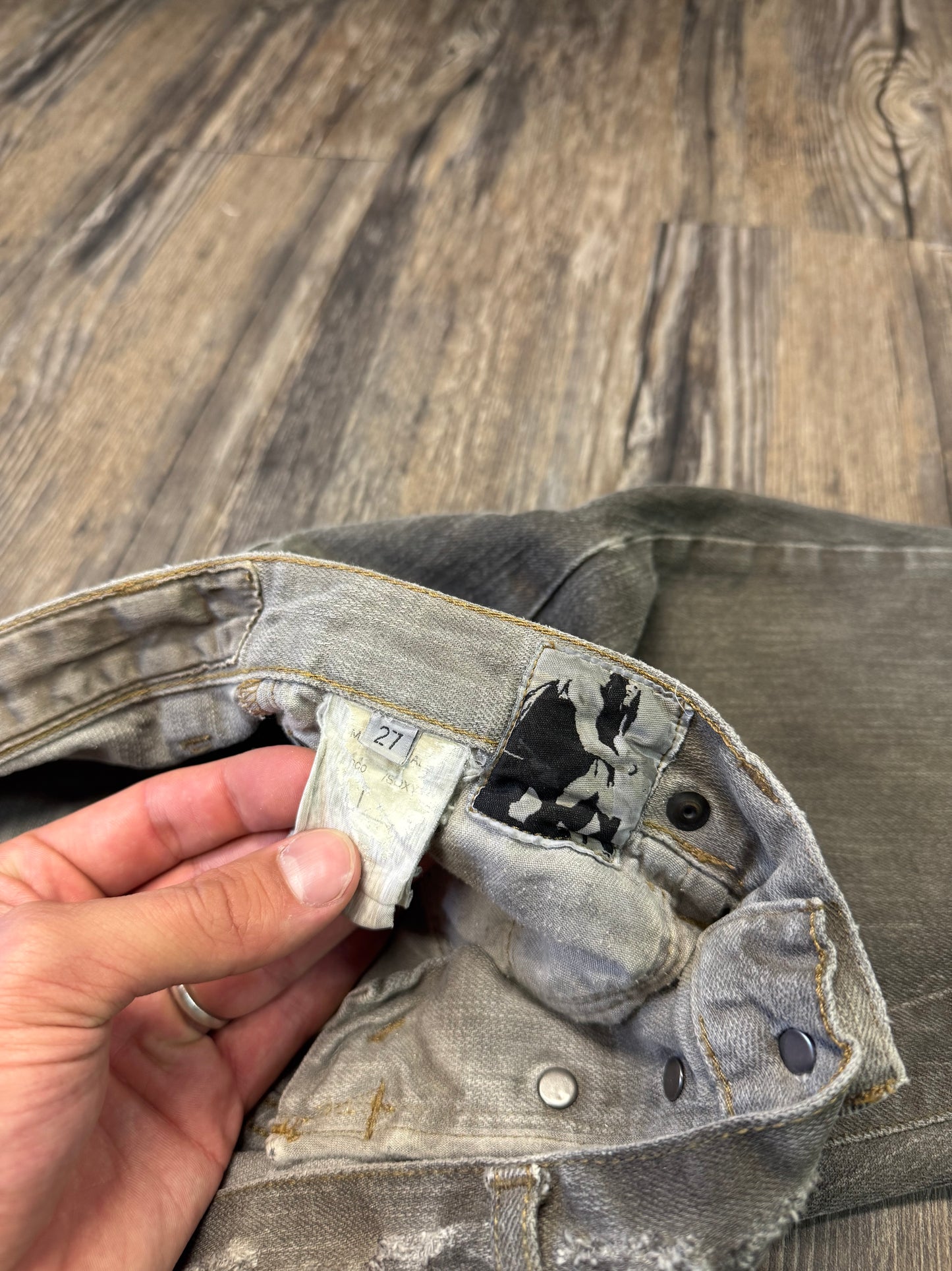 RICK OWENS DETROIT CUT TAN DENIM JEANS (27)