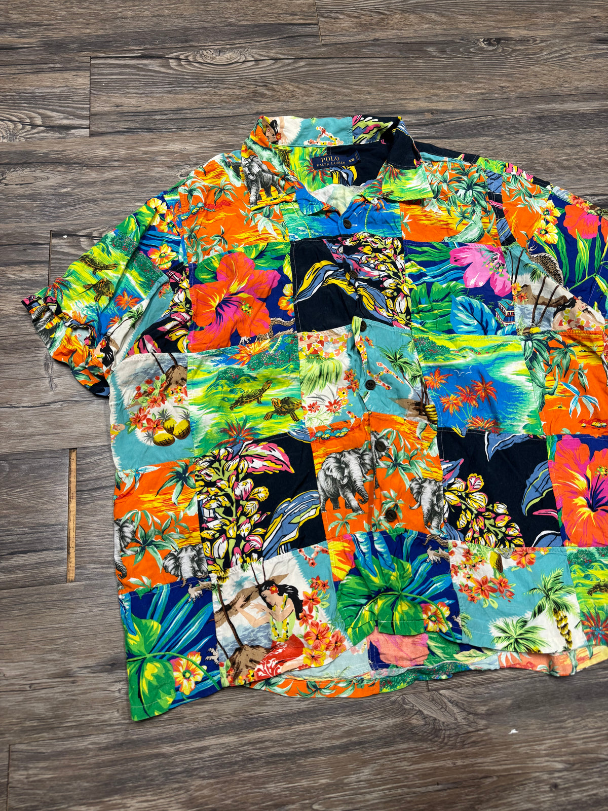 POLO RALPH LAUREN VIBRANT HAWAIIAN CAMP BUTTON UP SHIRT (XXL)