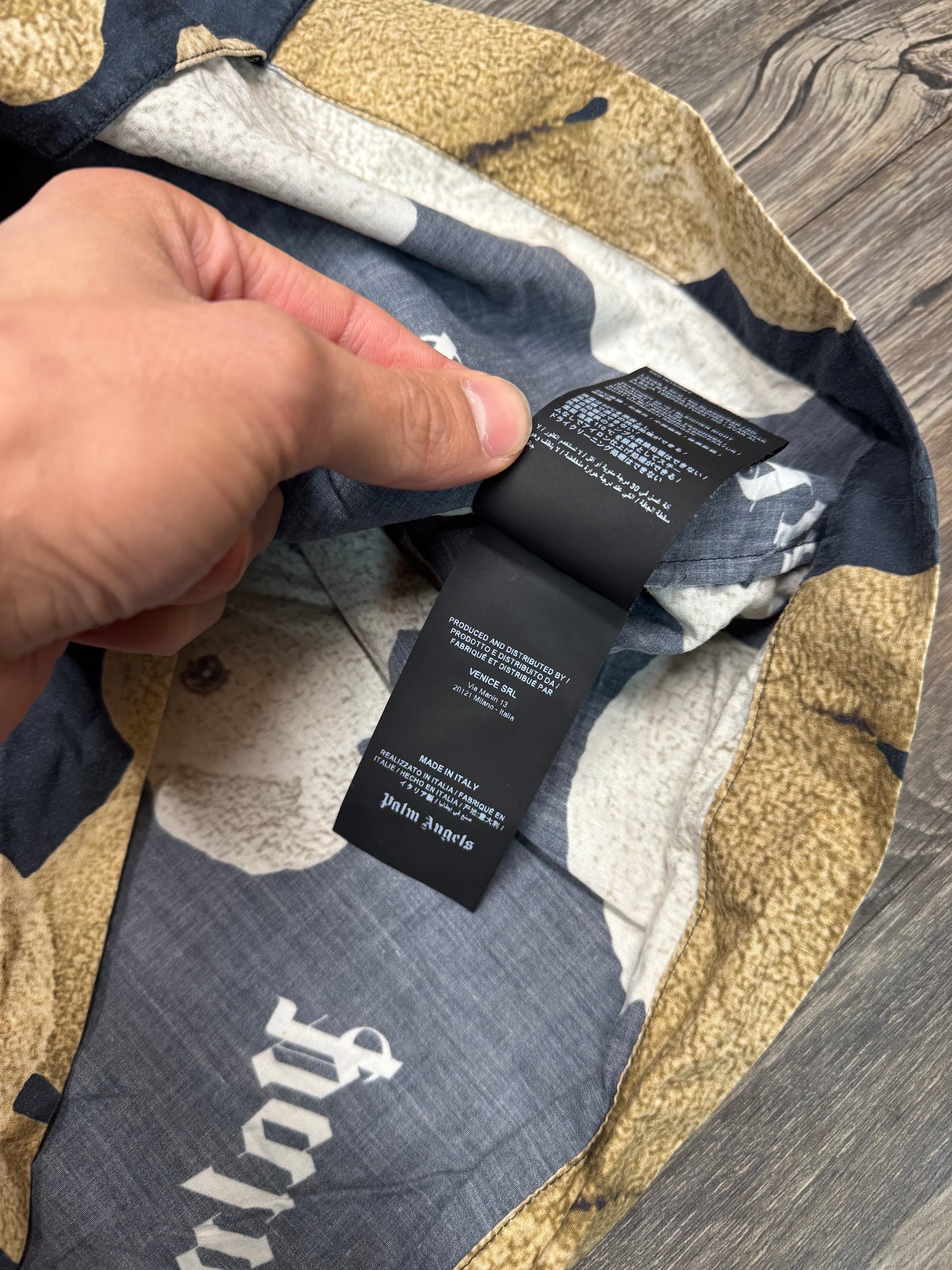 PALM ANGELS BEAR BUTTON UP T-SHIRT (M)