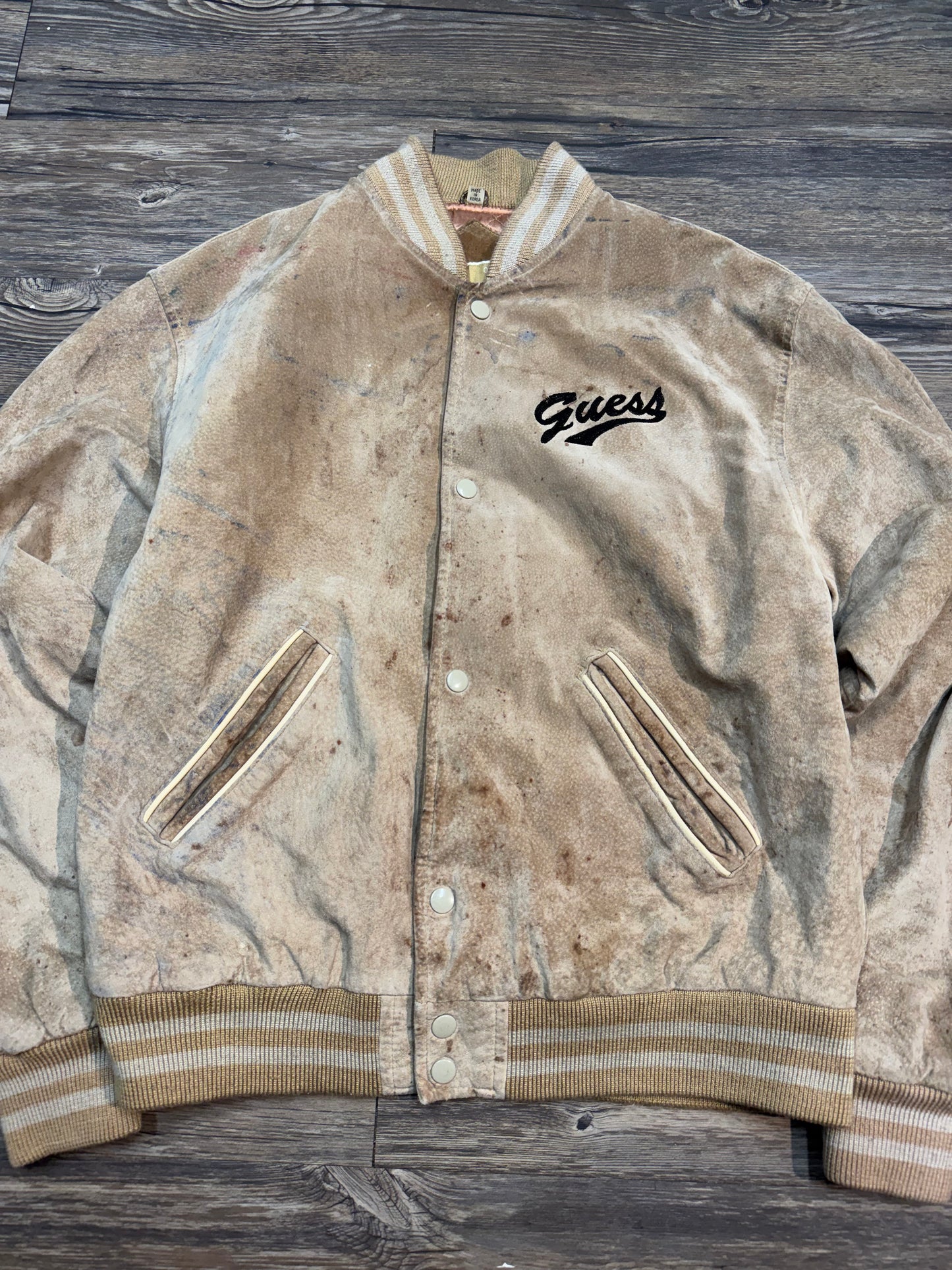 VINTAGE GUESS SUEDE BOMBER JACKET (M)