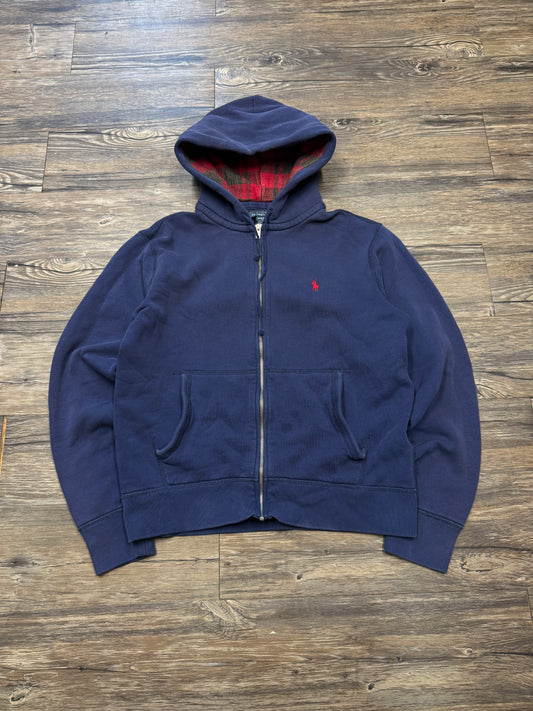 POLO RALPH LAUREN FADED TARTAN HOOD ZIP-UP (M)