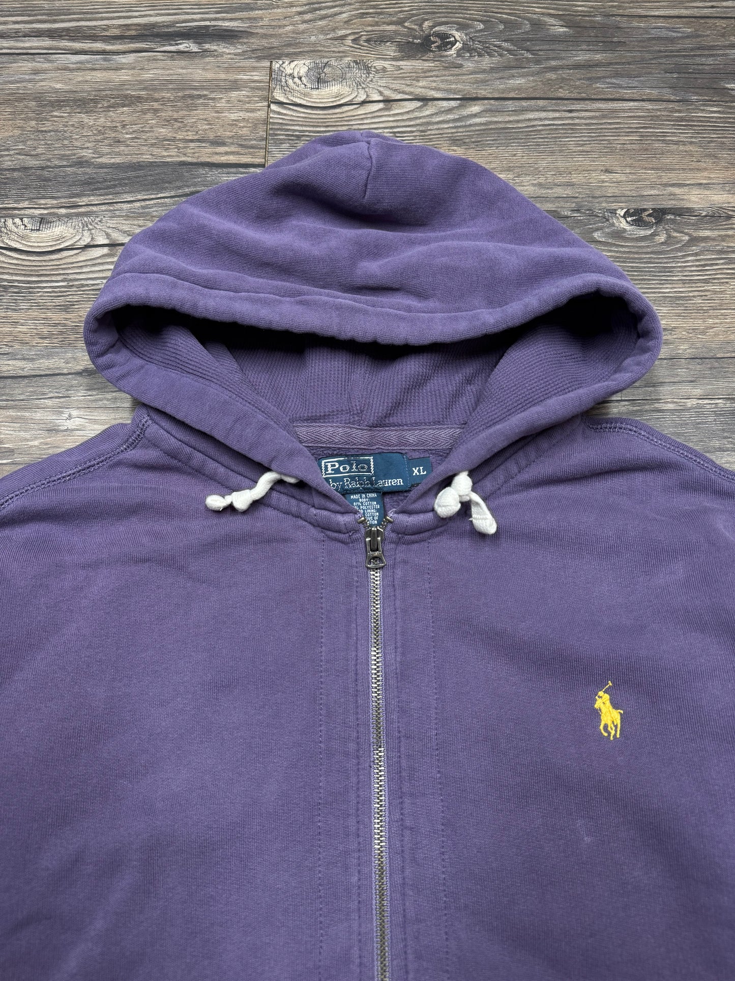 POLO RALPH LAUREN ‘MAGENTA’ ZIP UP HOODED SWEATSHIRT (XL)