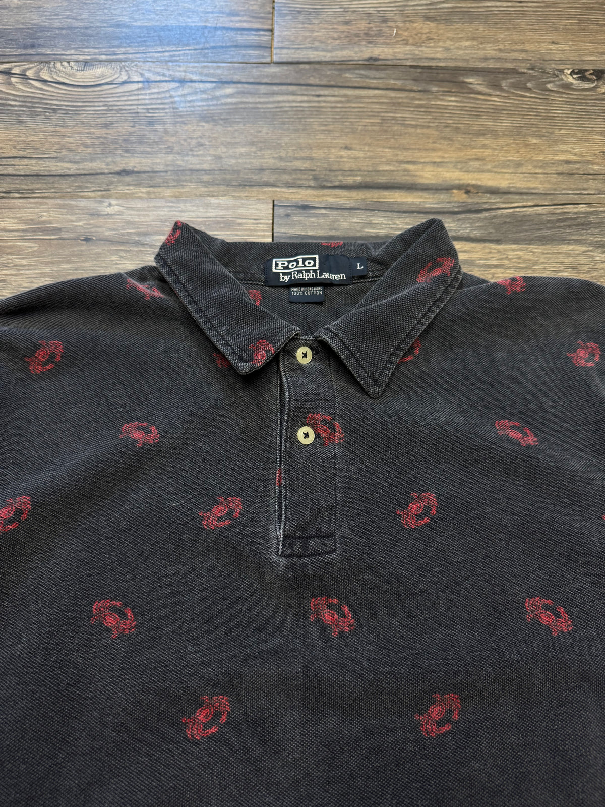POLO RALPH LAUREN RIBBED COTTON CRAB PRINT POLO (L)