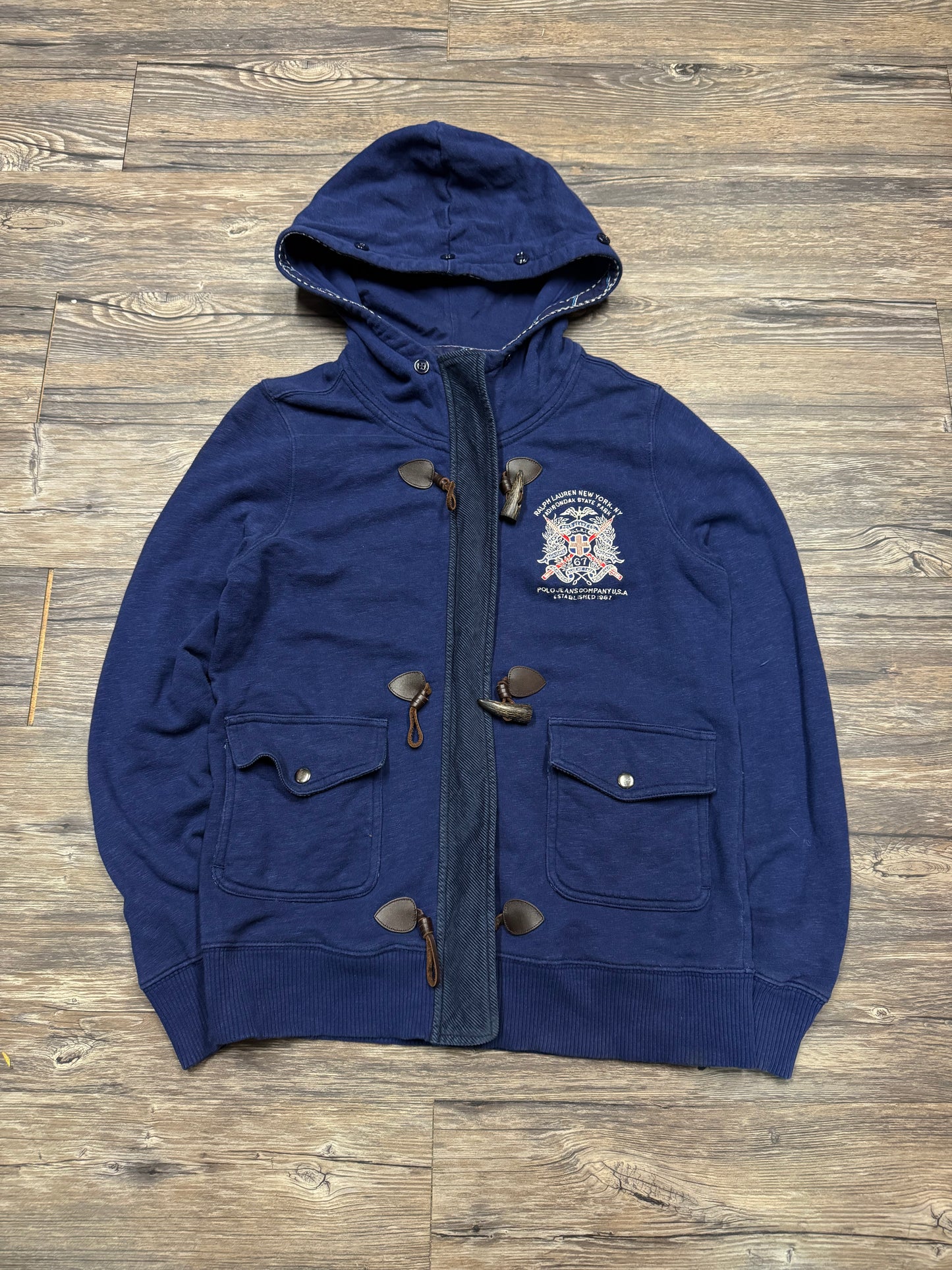 POLO JEANS COMPANY TOGGLE UTILITY ZIP UP HOODIE (L)