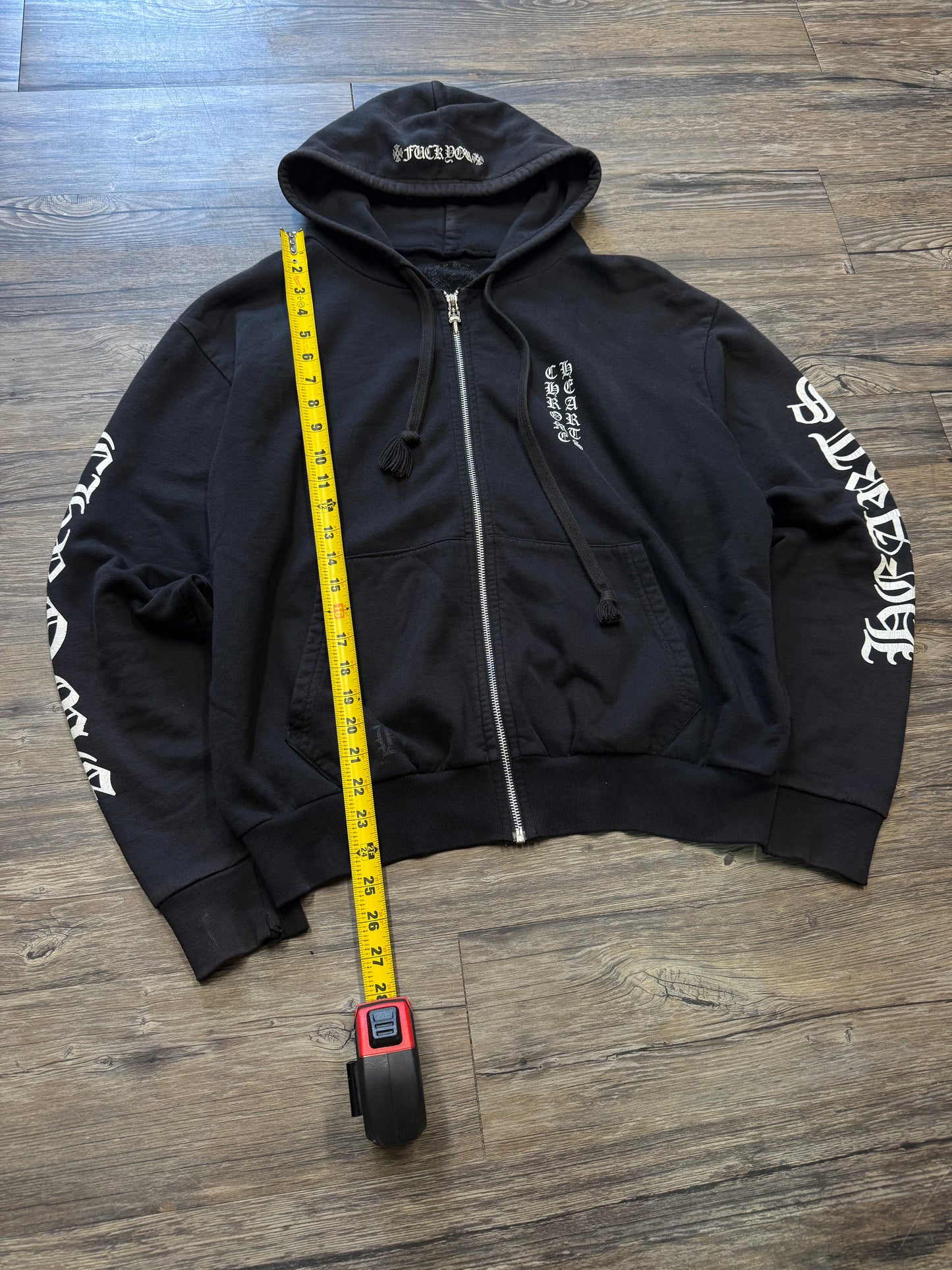 CHROME HEARTS VTG F*CK YOU VERT LOGO ZIP-UP (XS)