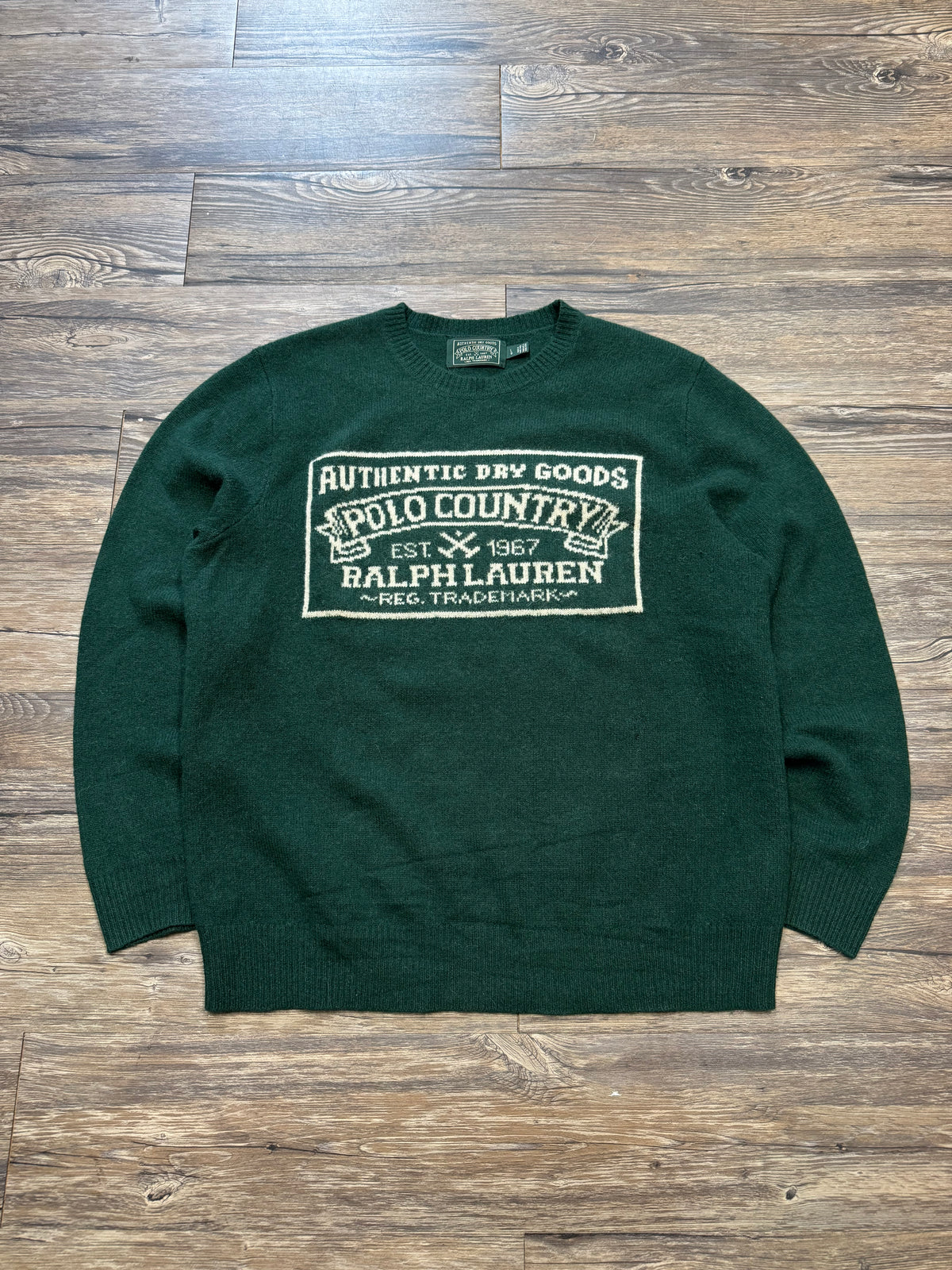 POLO RALPH LAUREN POLO COUNTRY MOUNTAIN GREEN KNIT SWEATER (L)