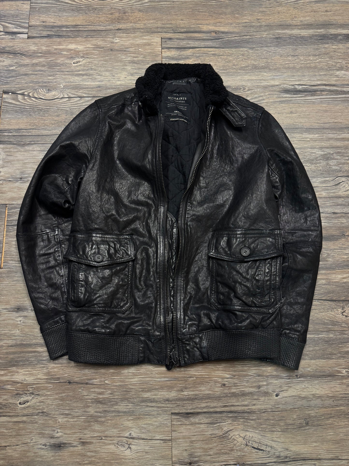 ALLSAINTS FUR COLLAR BIKER JACKET (S)