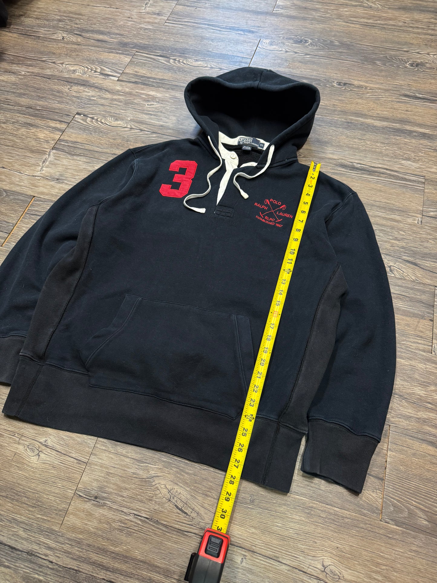 POLO RALPH LAUREN BUTTON COLLAR HOODIE (XL)