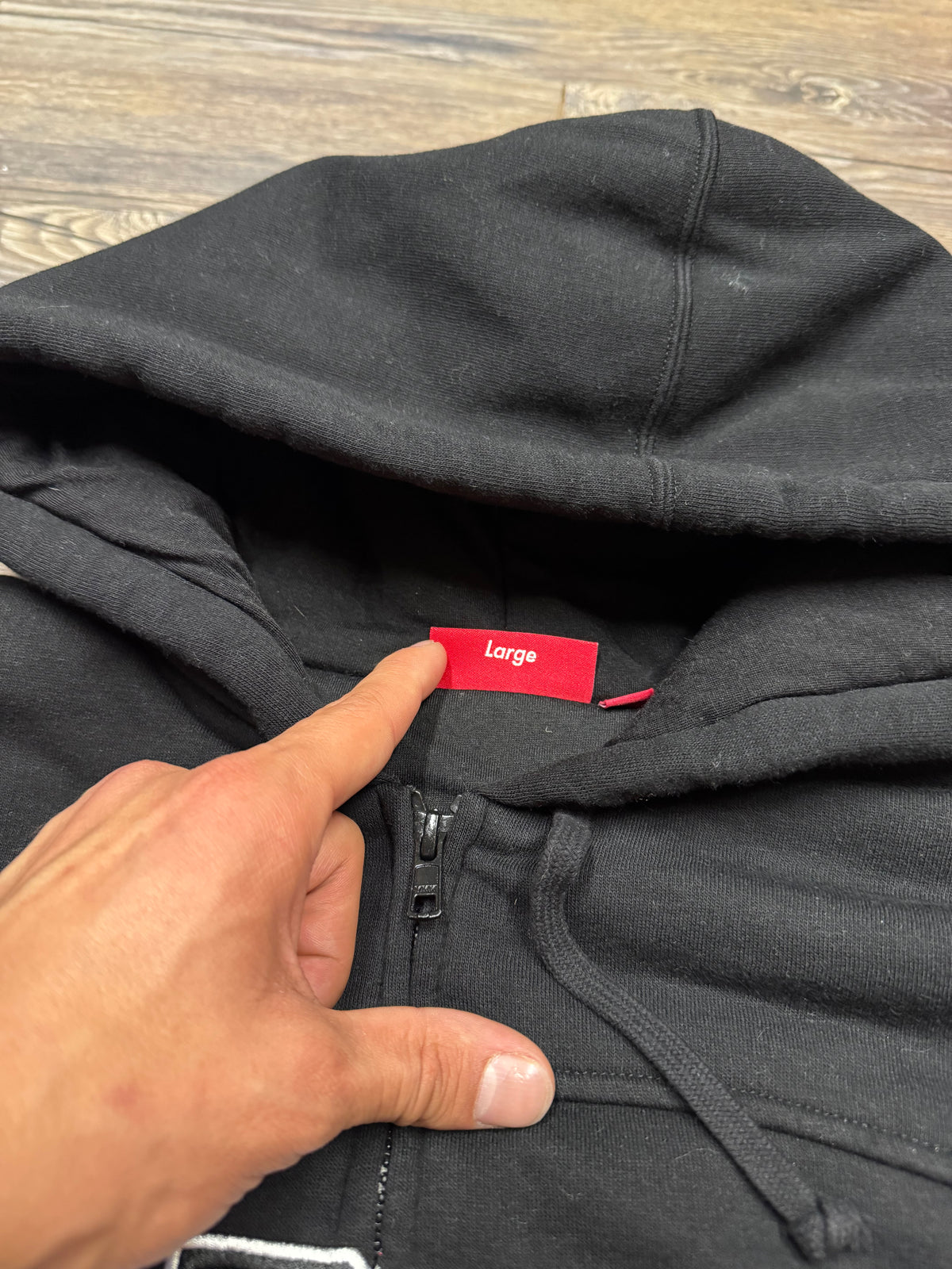 SUPREME VARSITY LOGO LETTER HOODIE (L)
