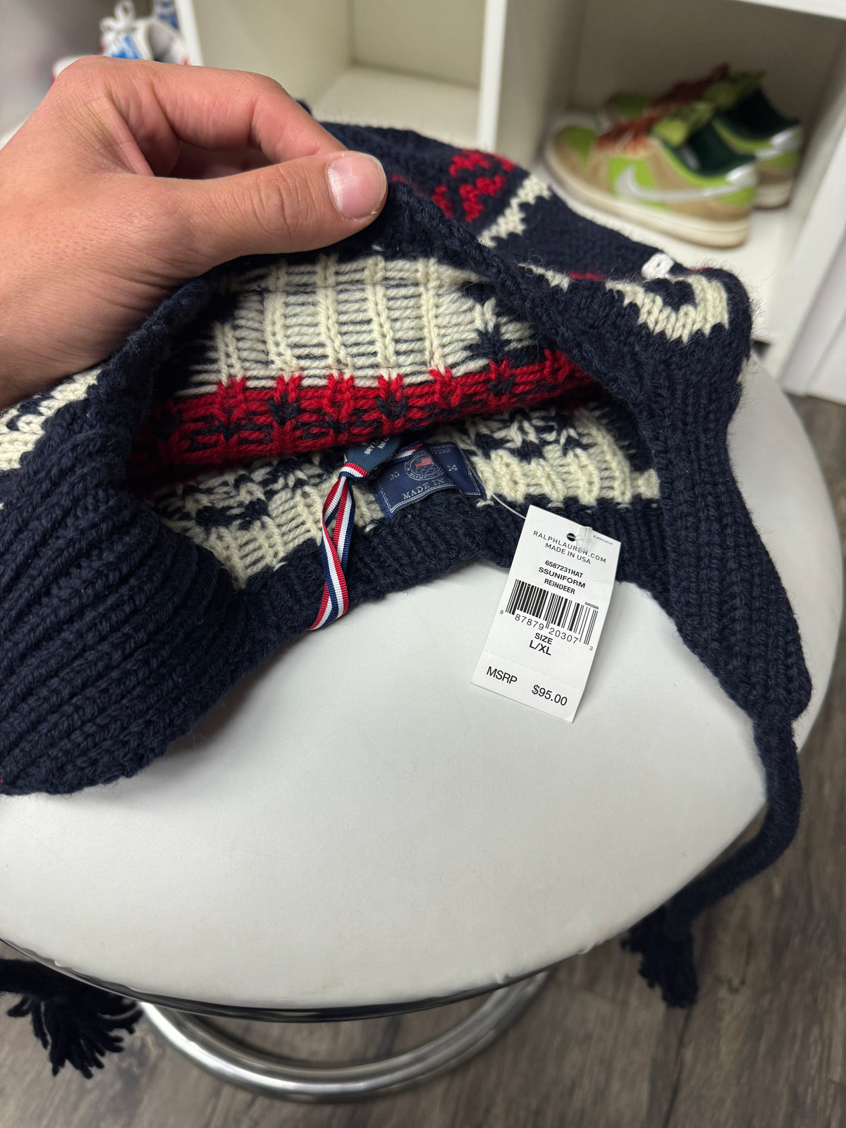 POLO RALPH LAUREN TEAM USA 2014 WOOL EAR FLAP BEANIE (L/XL)