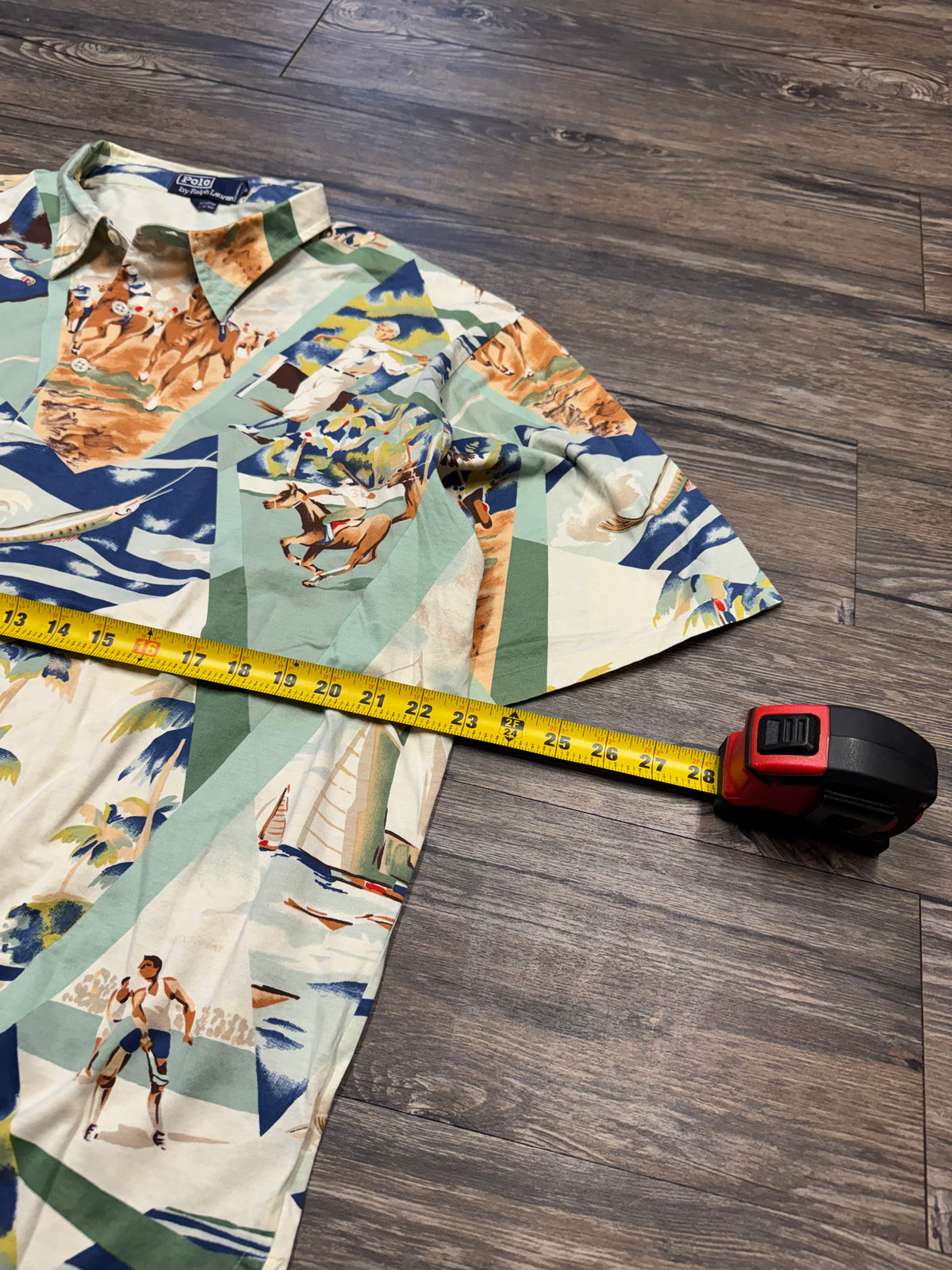 RALPH LAUREN POLO SPORT 1991 TENNIS PRINT POLO (L)