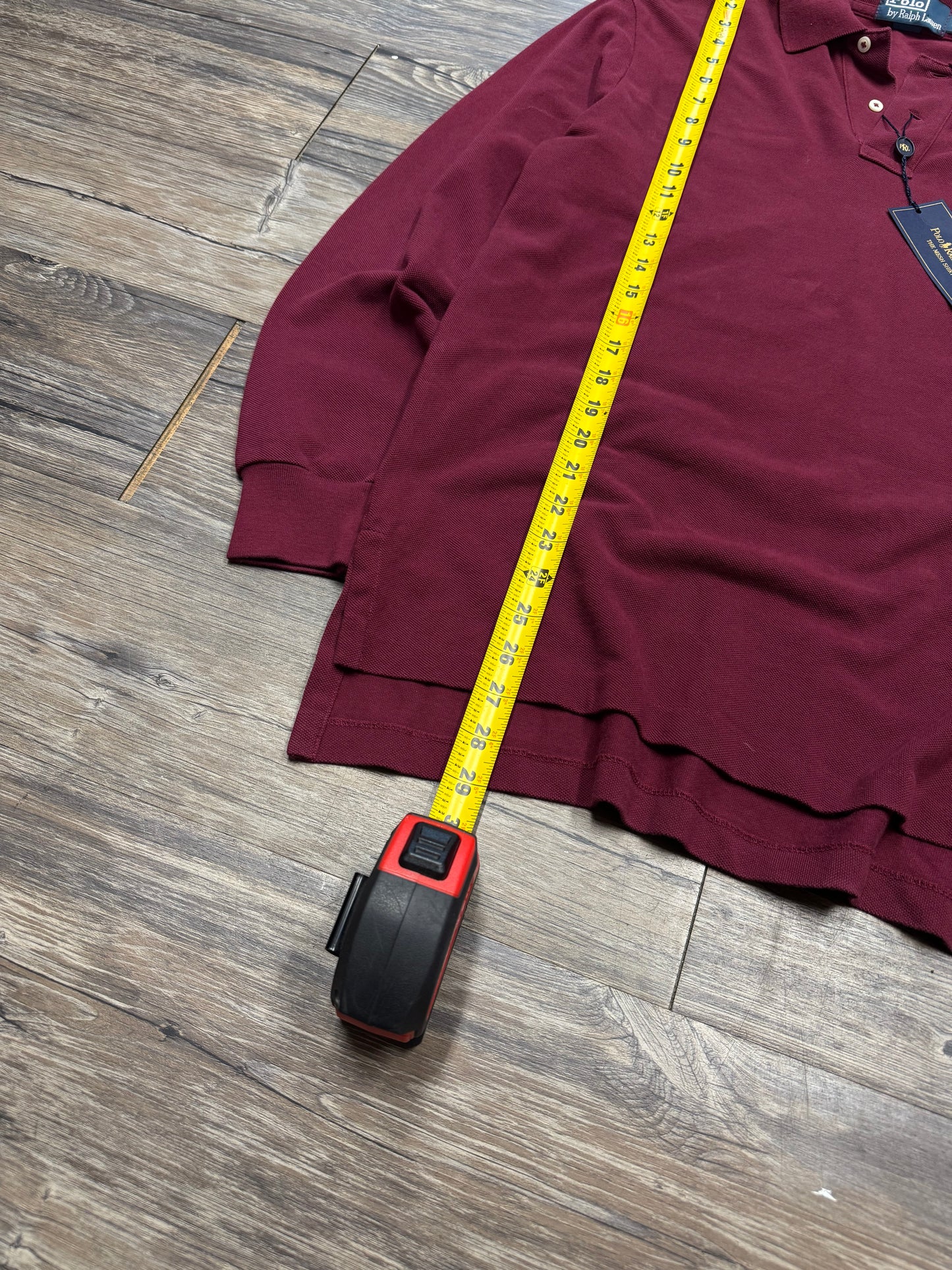 POLO RALPH LAUREN LONG-SLEEVE MAROON POLO (S)