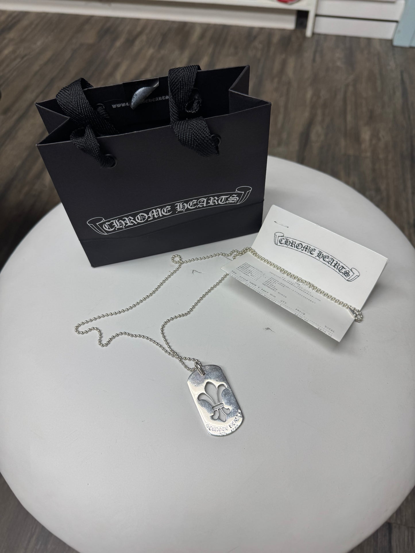 CHROME HEARTS .925 LE FLEUR DOG TAG + BALL CHAIN (OS)