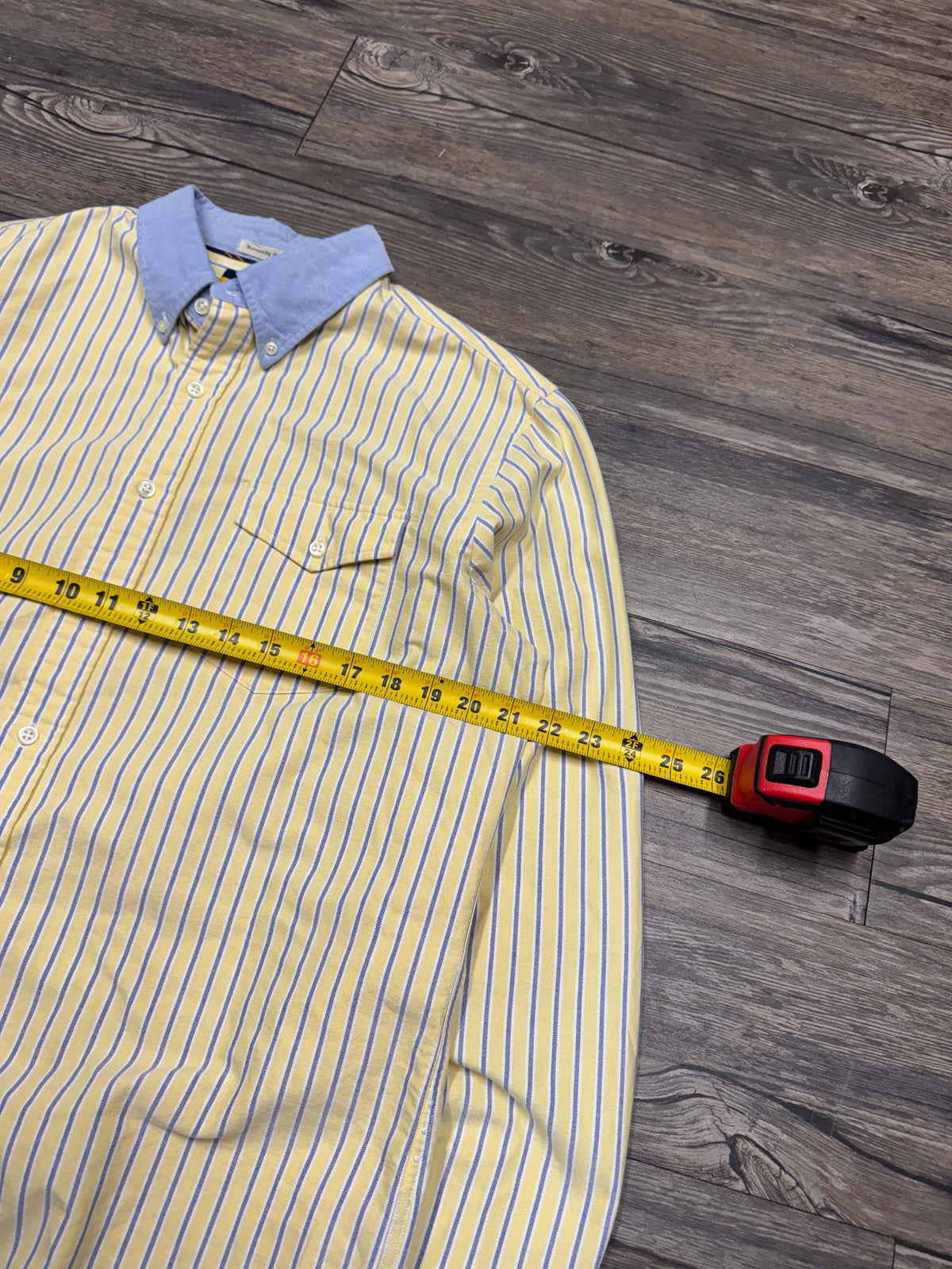 POLO RALPH LAUREN RUGBY PIN STRIPE BUTTON UP SHIRT (L)