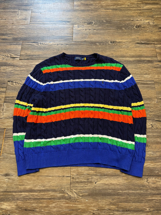 POLO RALPH LAUREN MULTI-COLOR CABLEKNIT VINTAGE SWEATER (XXL)