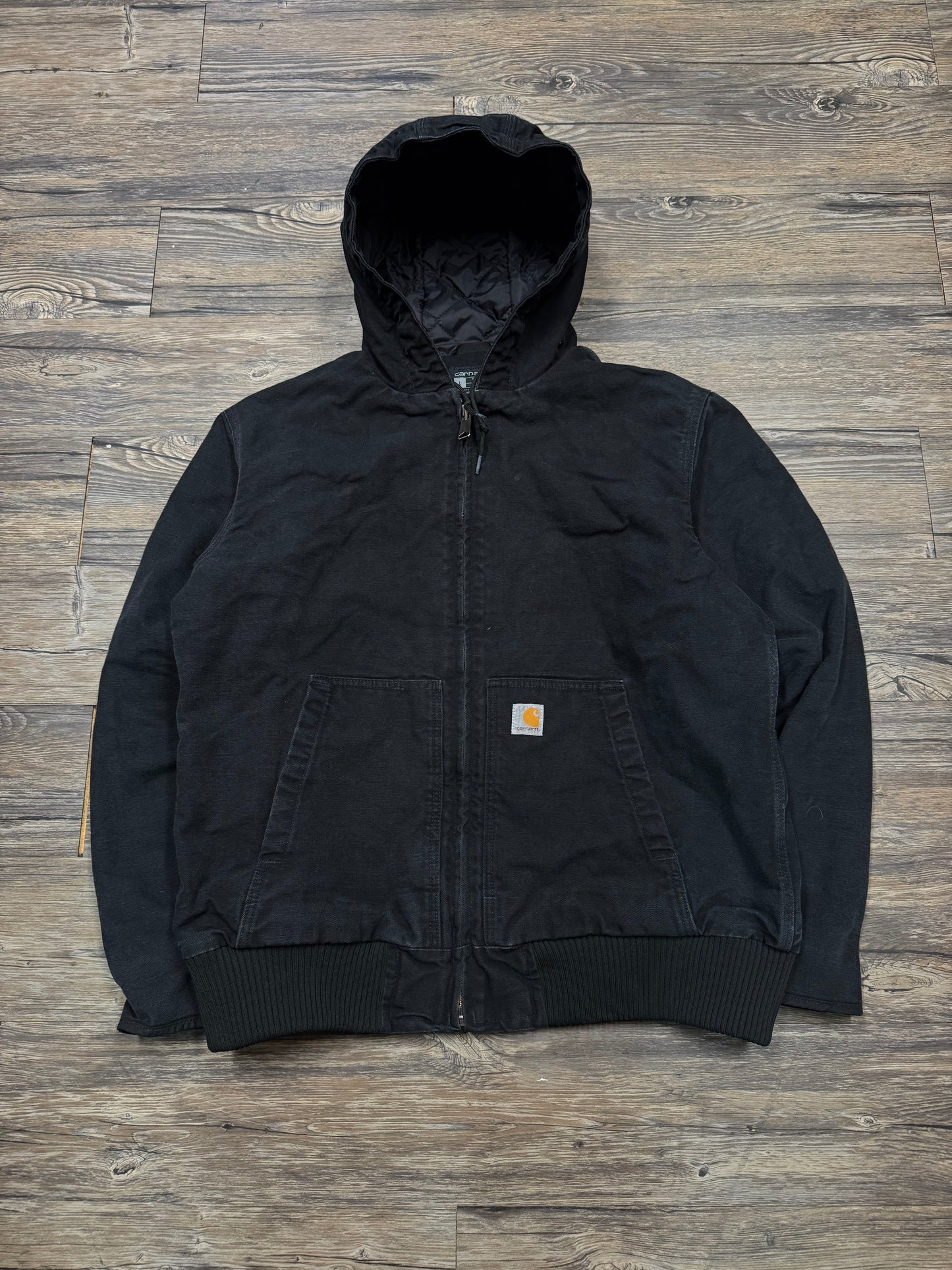 BLACK CARHARTT HOODED JACKET (L)