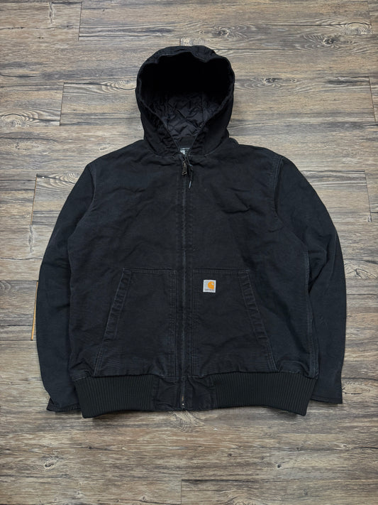 BLACK CARHARTT HOODED JACKET (L)