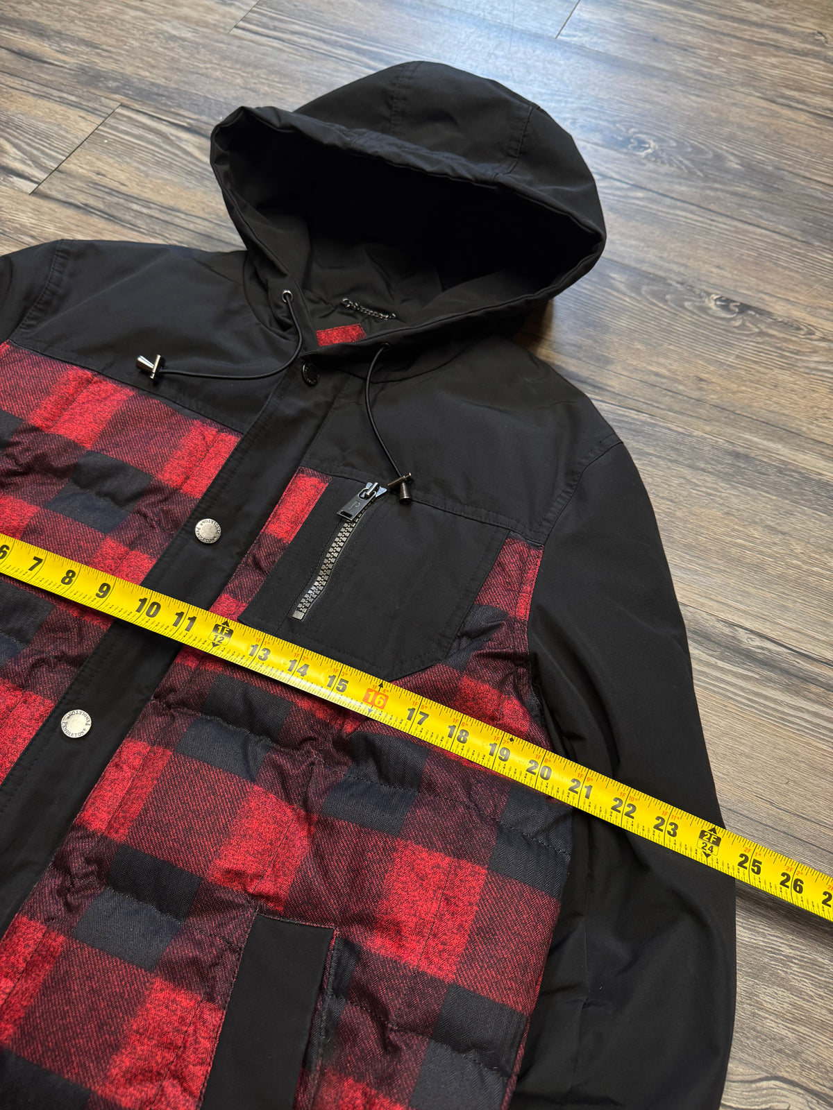 PENDLETON BUFFALO PLAID HOODED GOOSE DOWN ZIP UP JACKET (M)