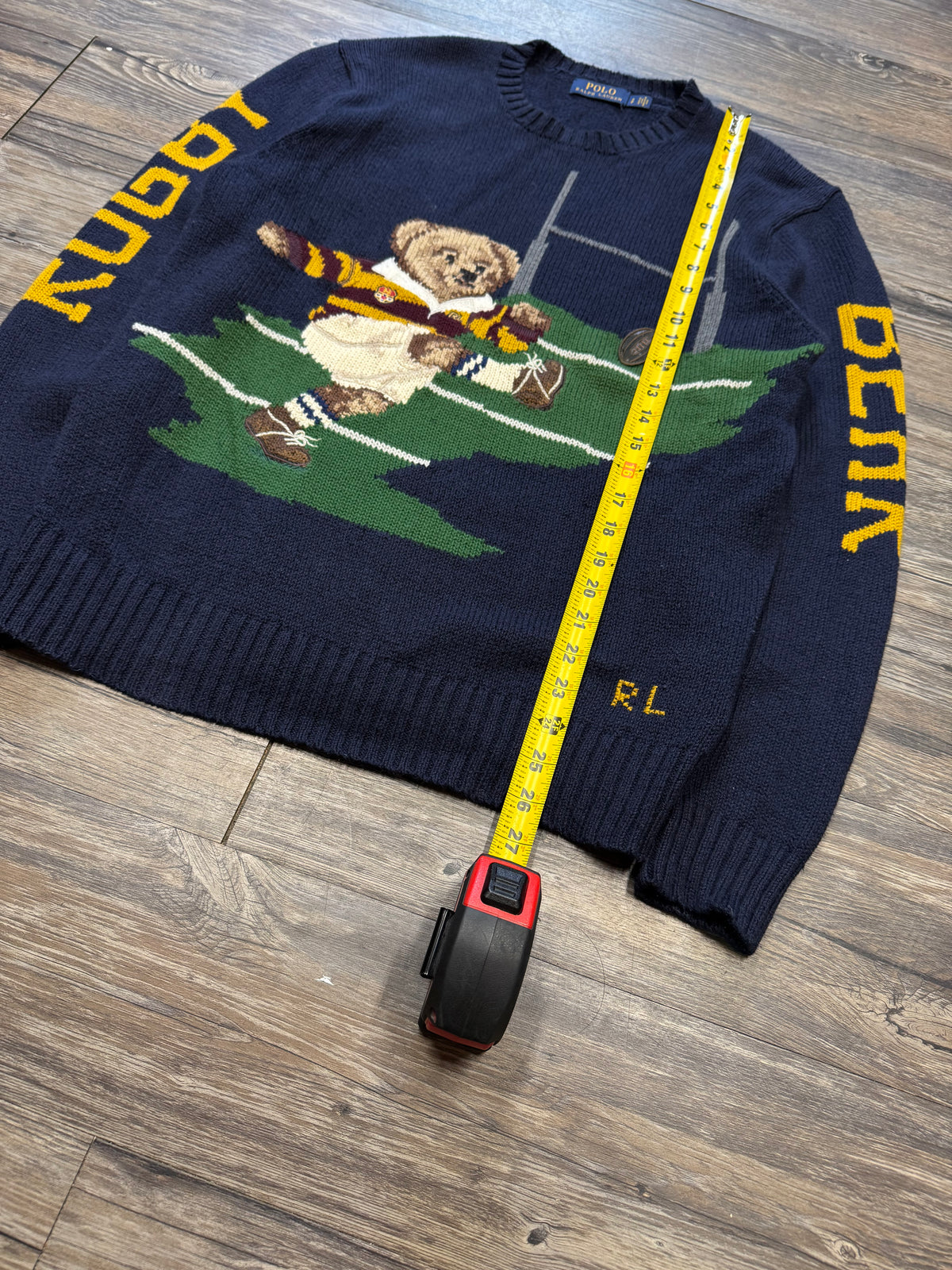 POLO RALPH LAUREN RUGBY BEAR KNIT SWEATER (S)