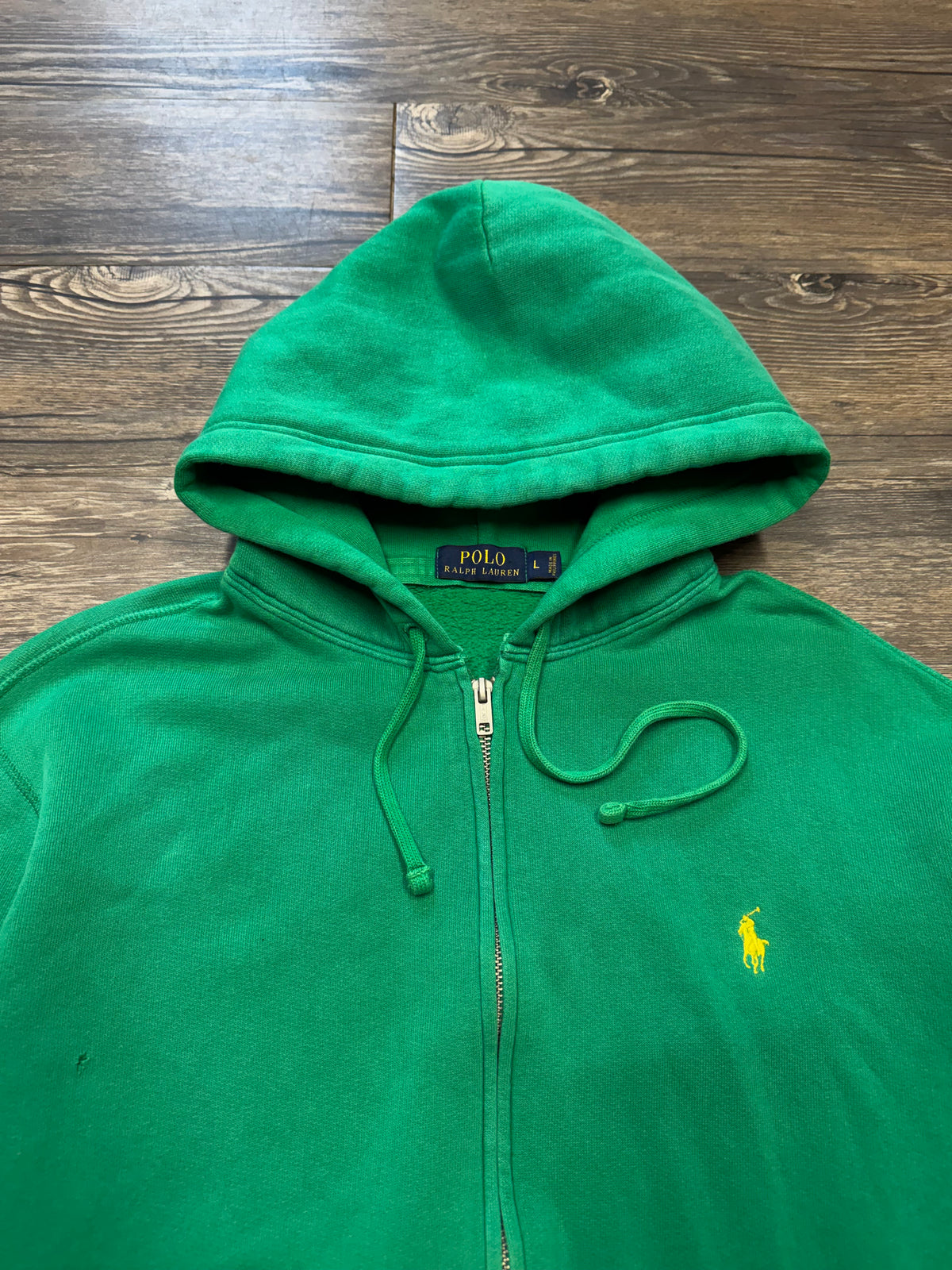POLO RALPH LAUREN LUCKY GREEN CLASSIC ZIP UP HOODIE (L)