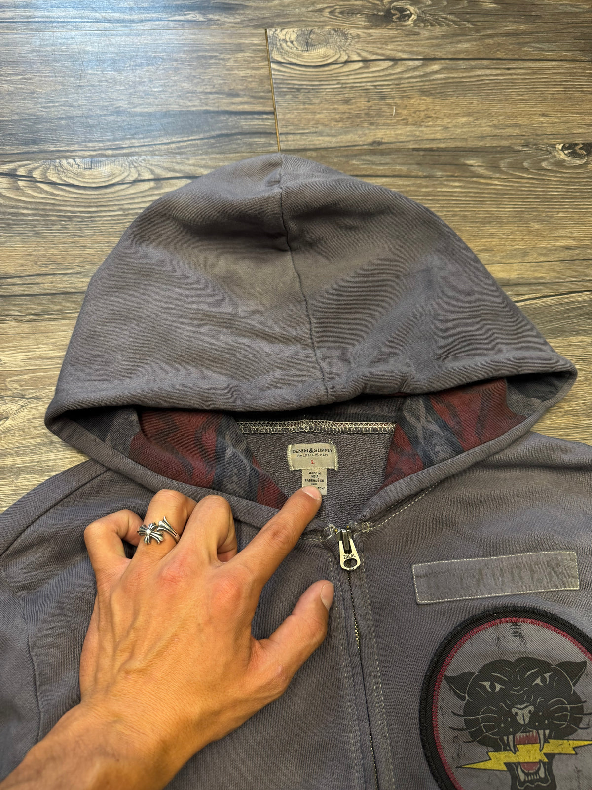 RALPH LAUREN DENIM & SUPPLY FADED PURPLE PANTHER ZIP UP (L)