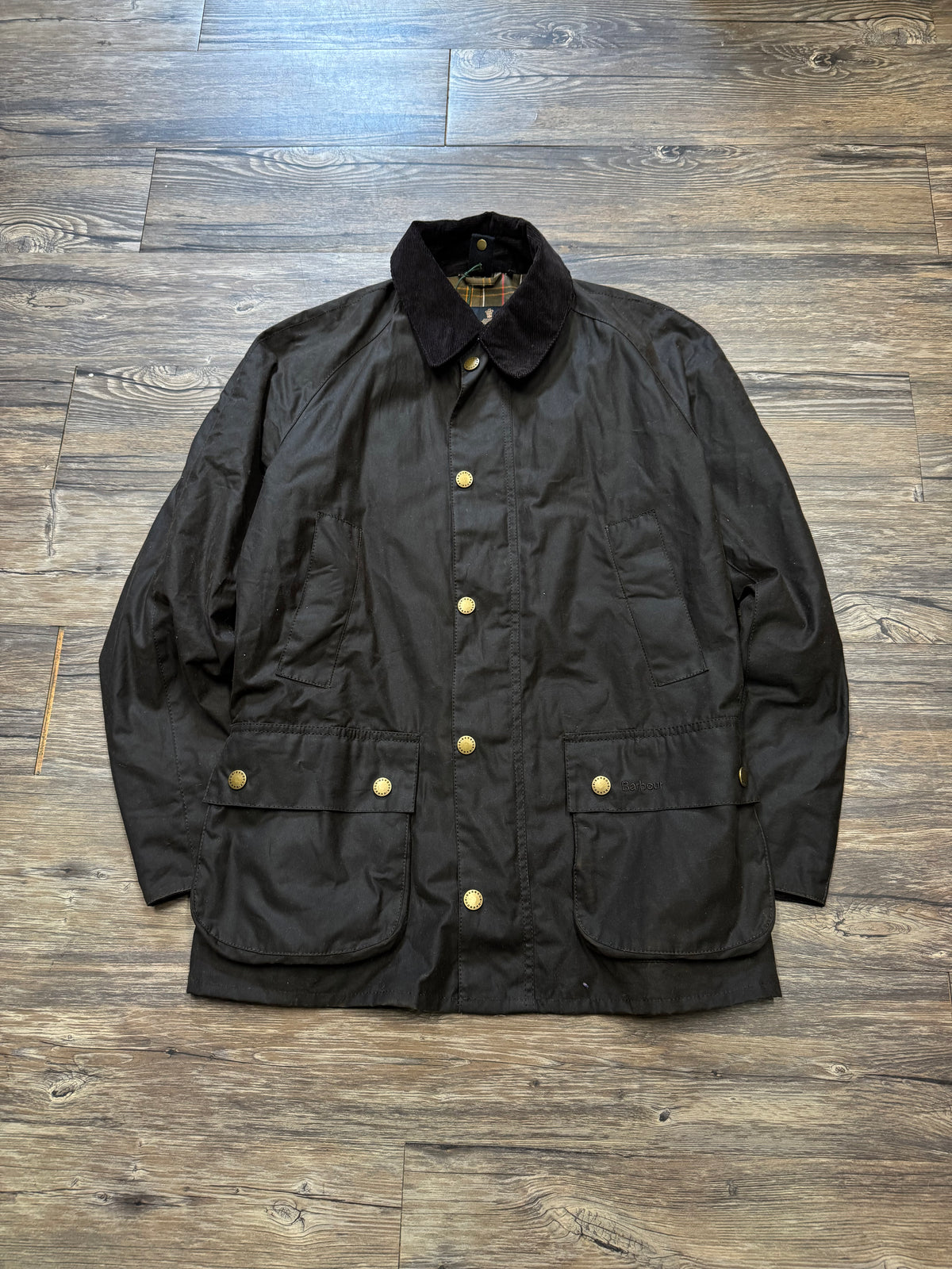BARBOUR ASHBY TAILORED WAXED COTTON MEDIUM-WEIGHT JACKET (S)