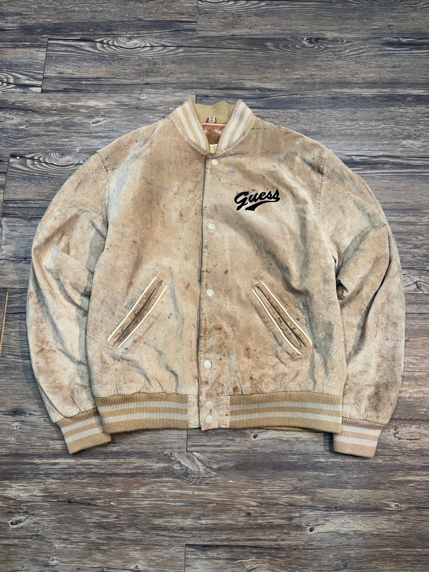 VINTAGE GUESS SUEDE BOMBER JACKET (M)
