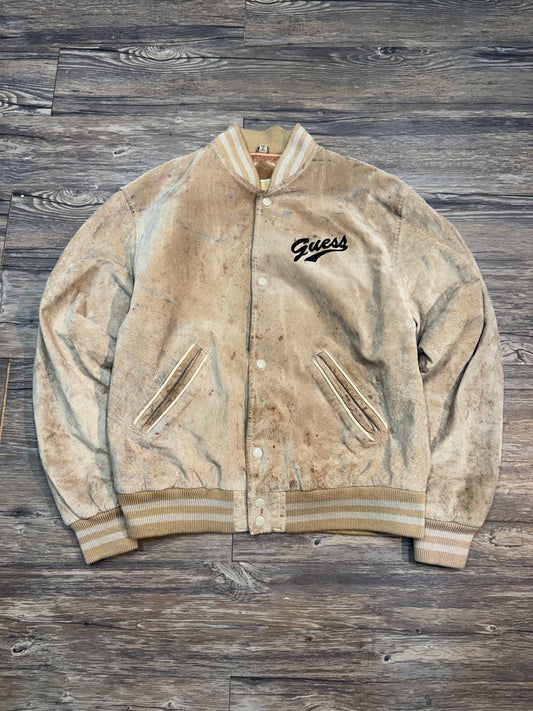 VINTAGE GUESS SUEDE BOMBER JACKET (M)