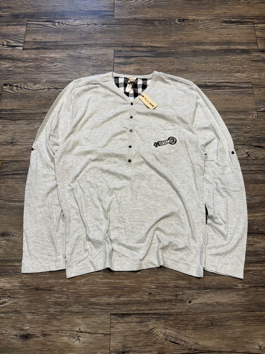 DIESEL SLUB COTTON PLAID HENLEY LONGSLEEVE (M)