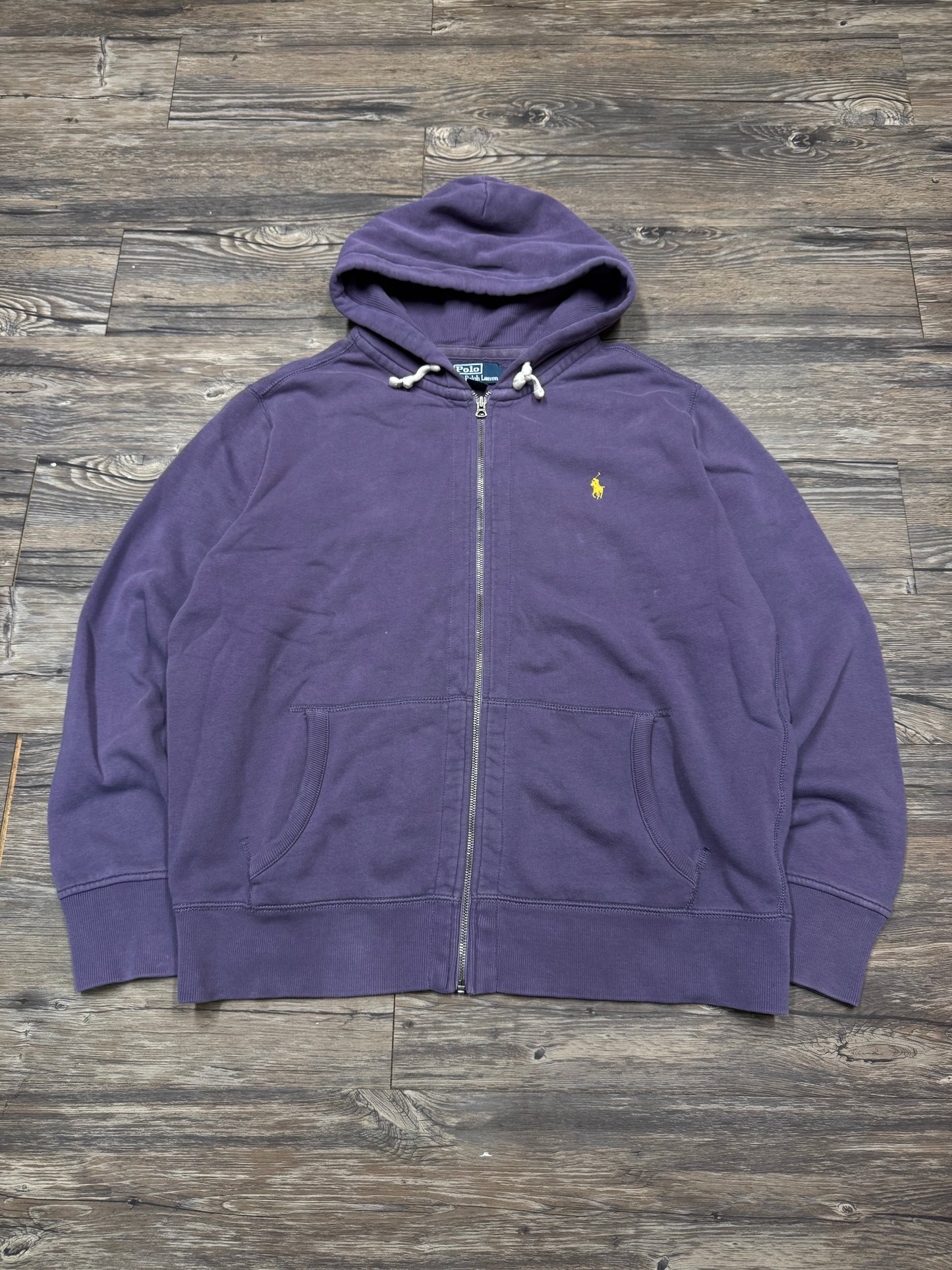 POLO RALPH LAUREN ‘MAGENTA’ ZIP UP HOODED SWEATSHIRT (XL)