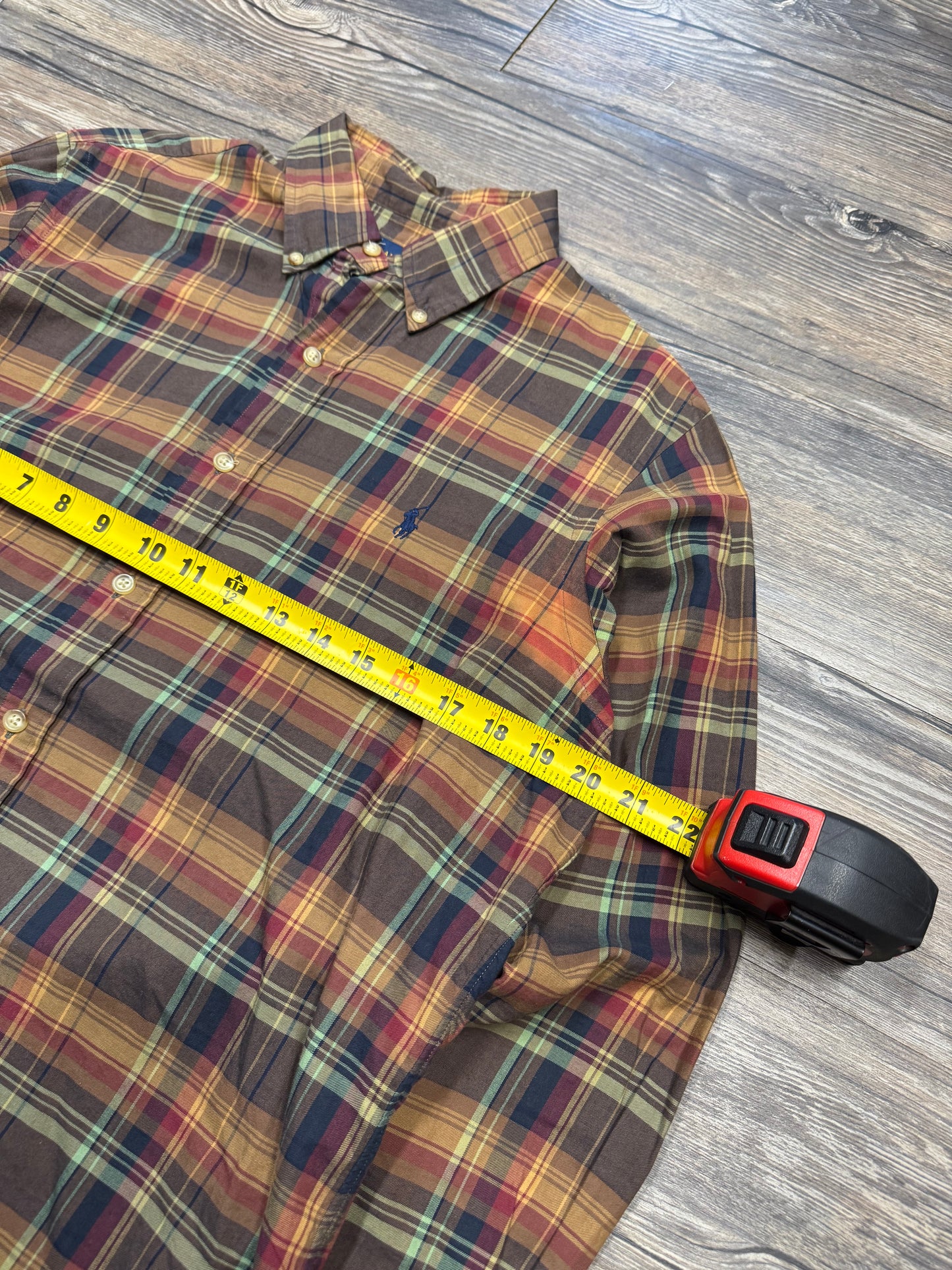 RALPH LAUREN BROWN PLAID SHIRT (M)