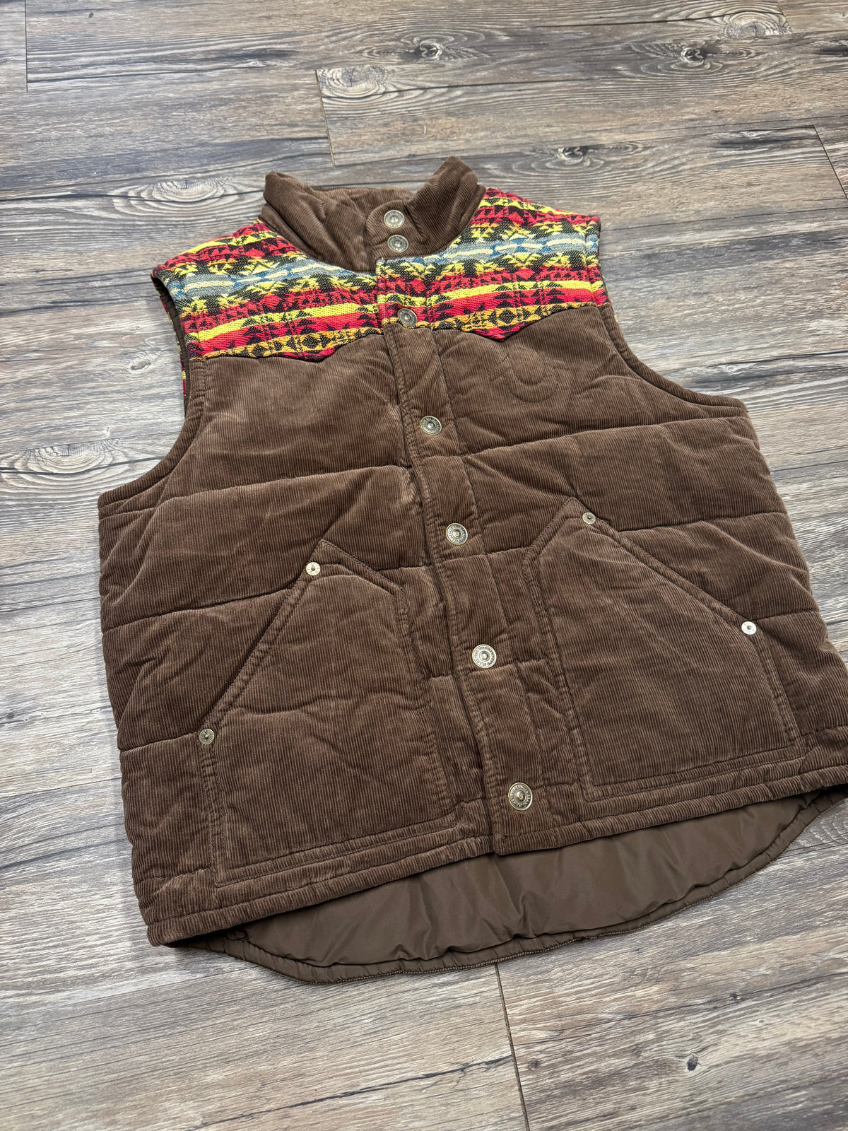TRUE RELIGION CORDUROY AZTEC PUFFER VEST (XL)